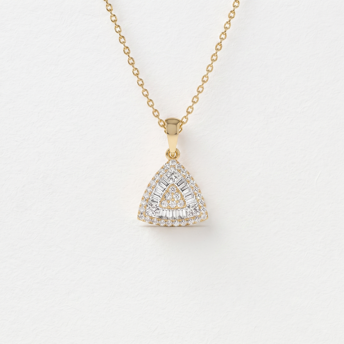 Geometric Baguette Diamond Triangle Pendant
