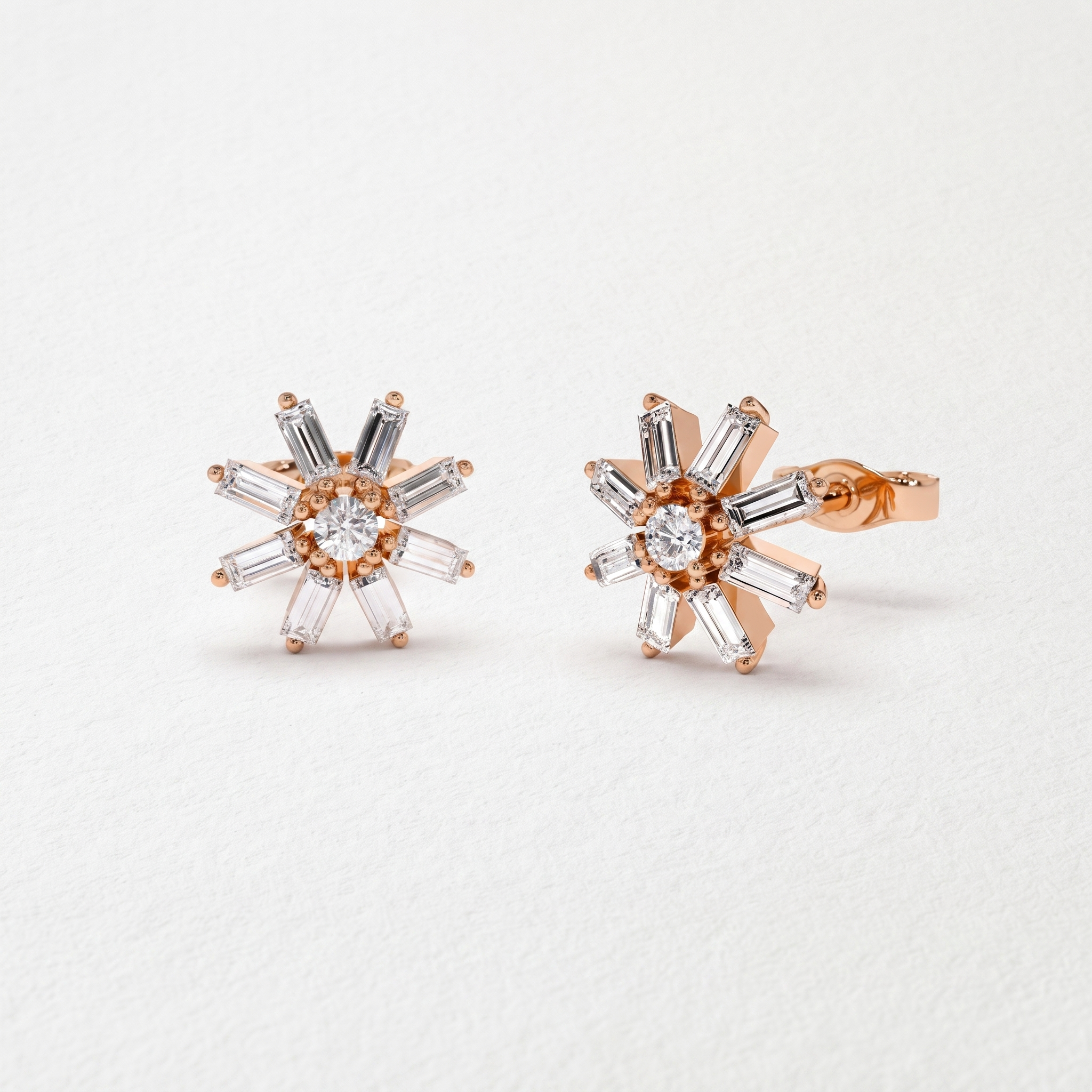 Radiant Starburst Diamond Stud Earrings
