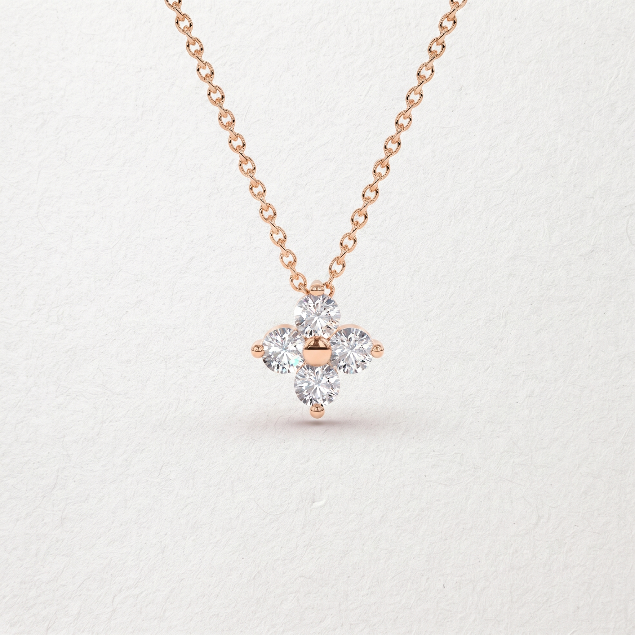 Four Stone Floral Diamond Pendant