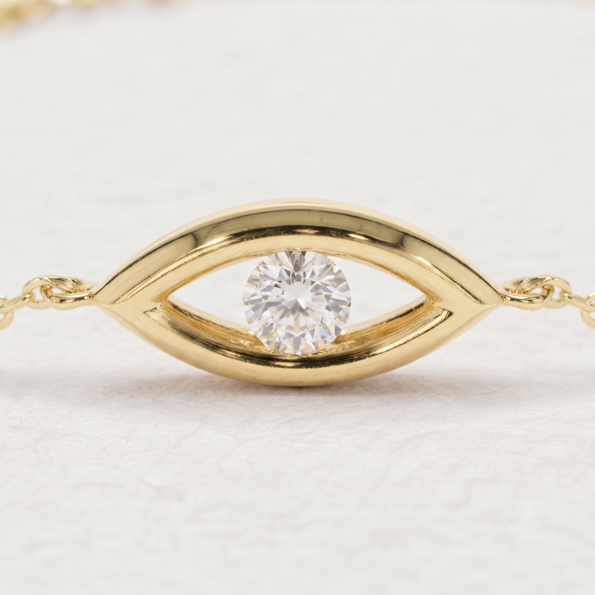 Eye Shape Round Diamond Station Bracelet