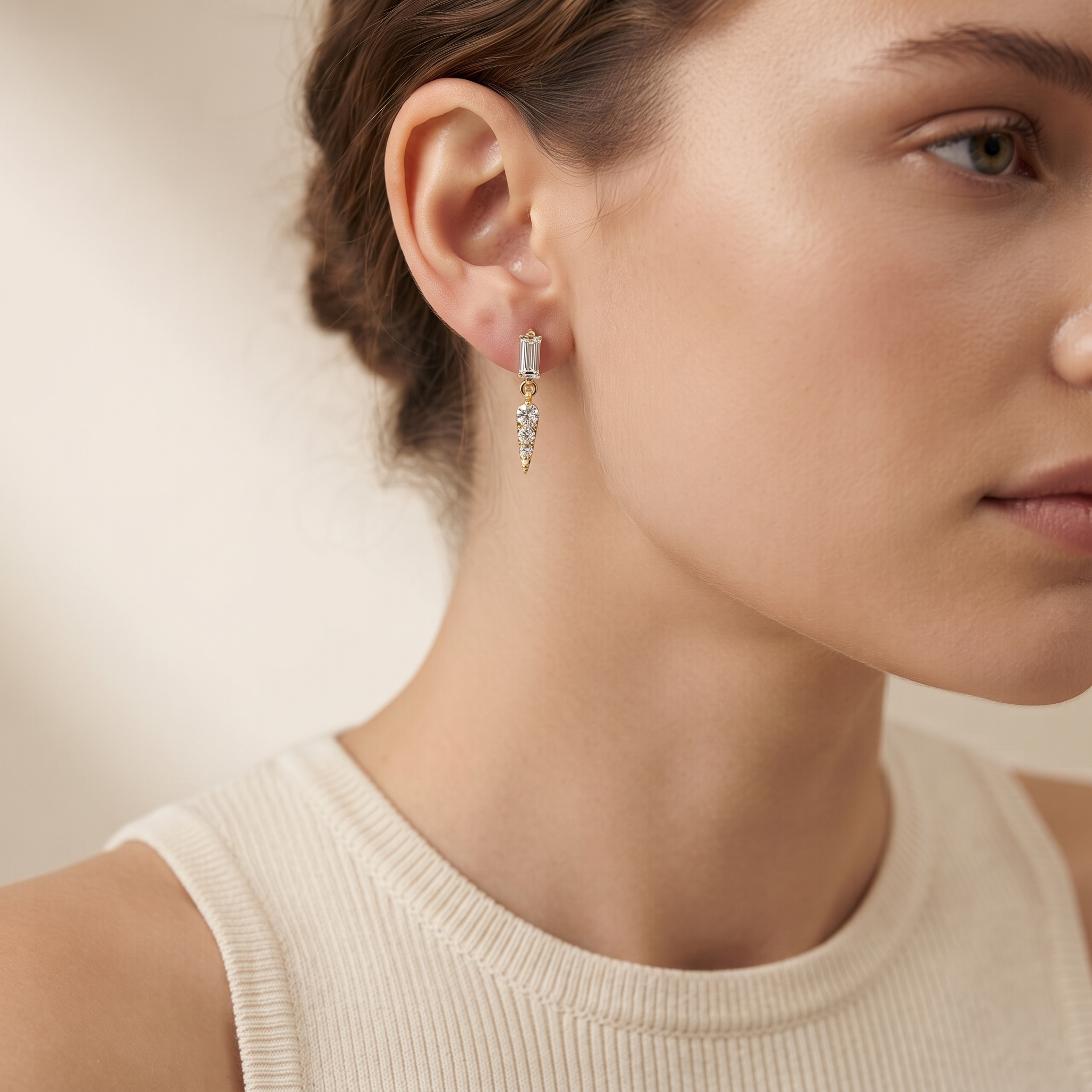 Emerald Bar Drop Earrings
