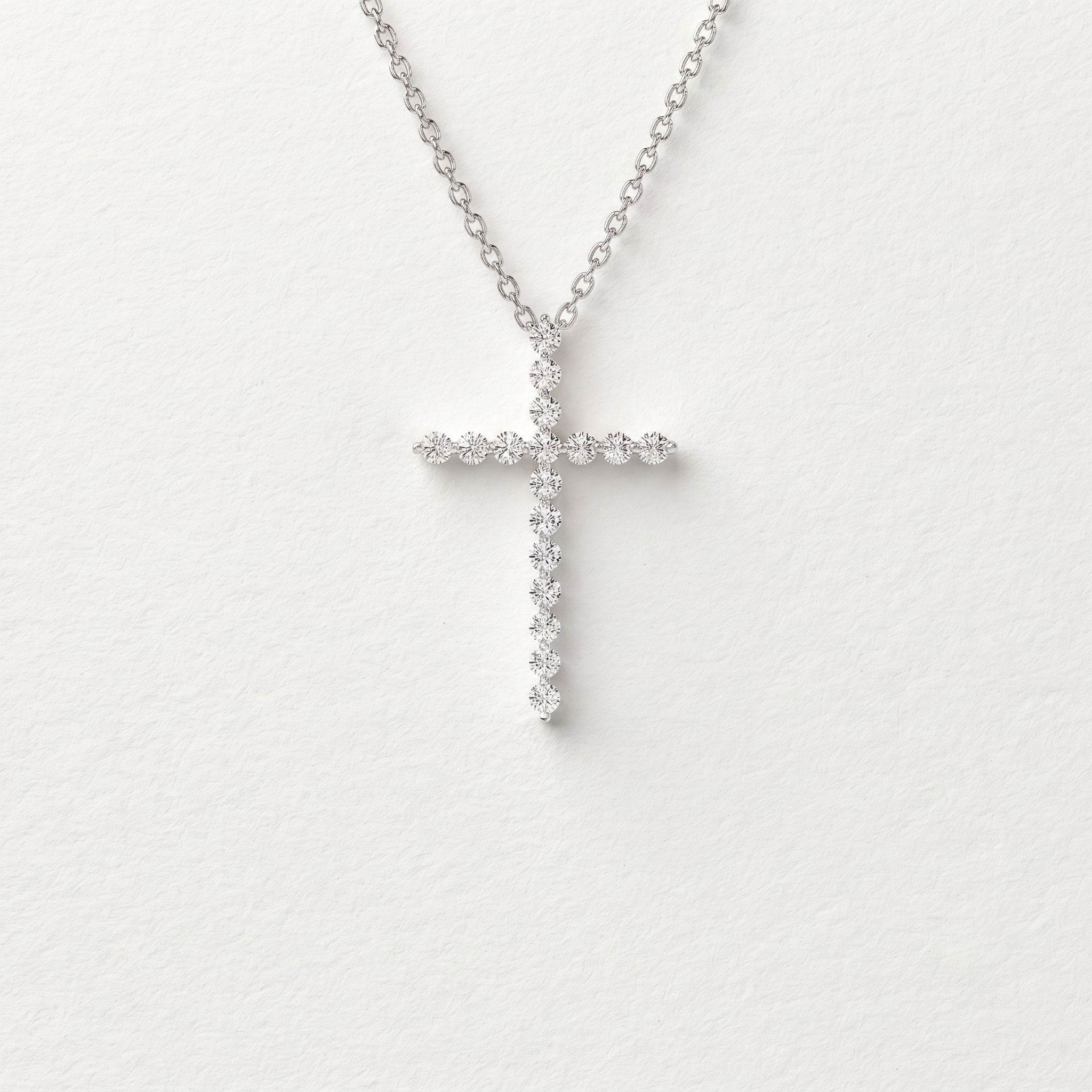Cascading Cross Diamond Pendant Necklace