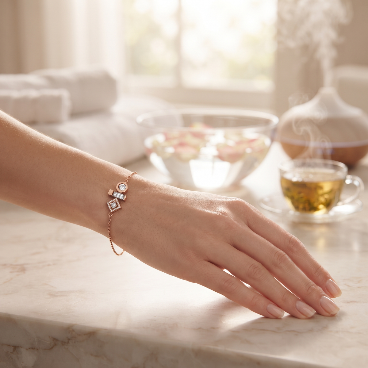 Mixed Shape Diamond Station Bracelet