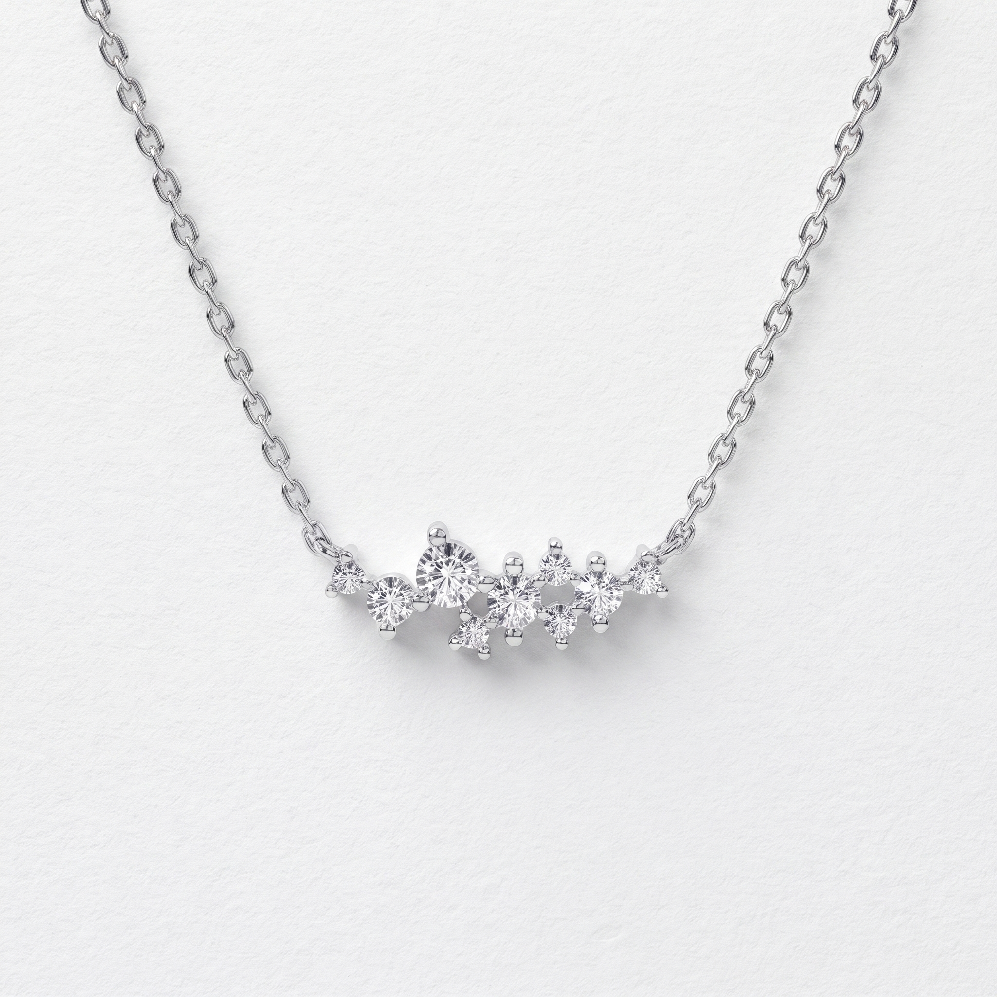 Graduated Round Diamond Cluster Necklace