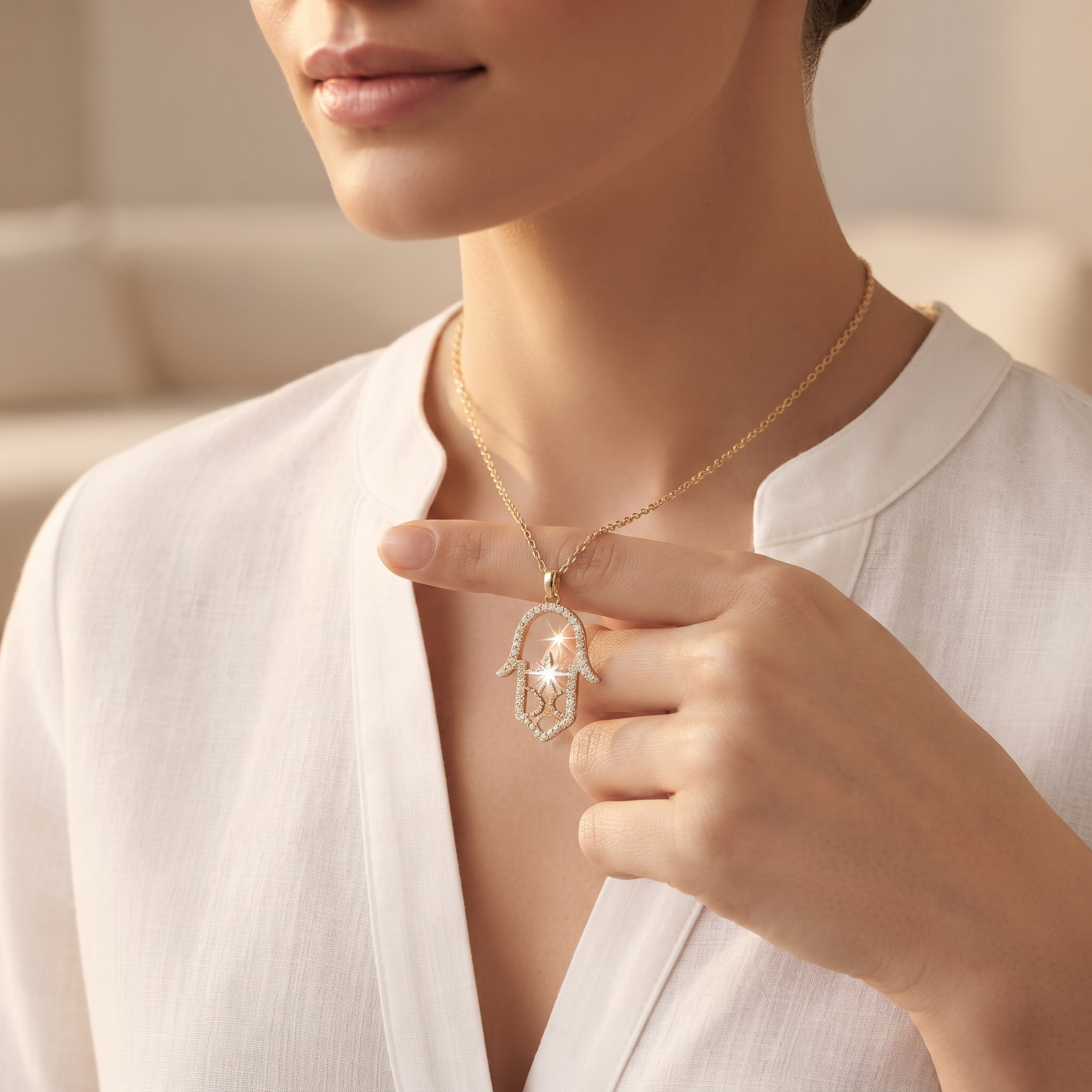 Open Frame Pavé Diamond Pendant Necklace