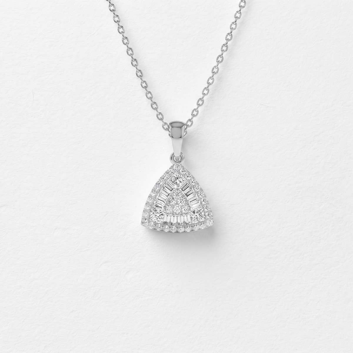Geometric Baguette Diamond Triangle Pendant