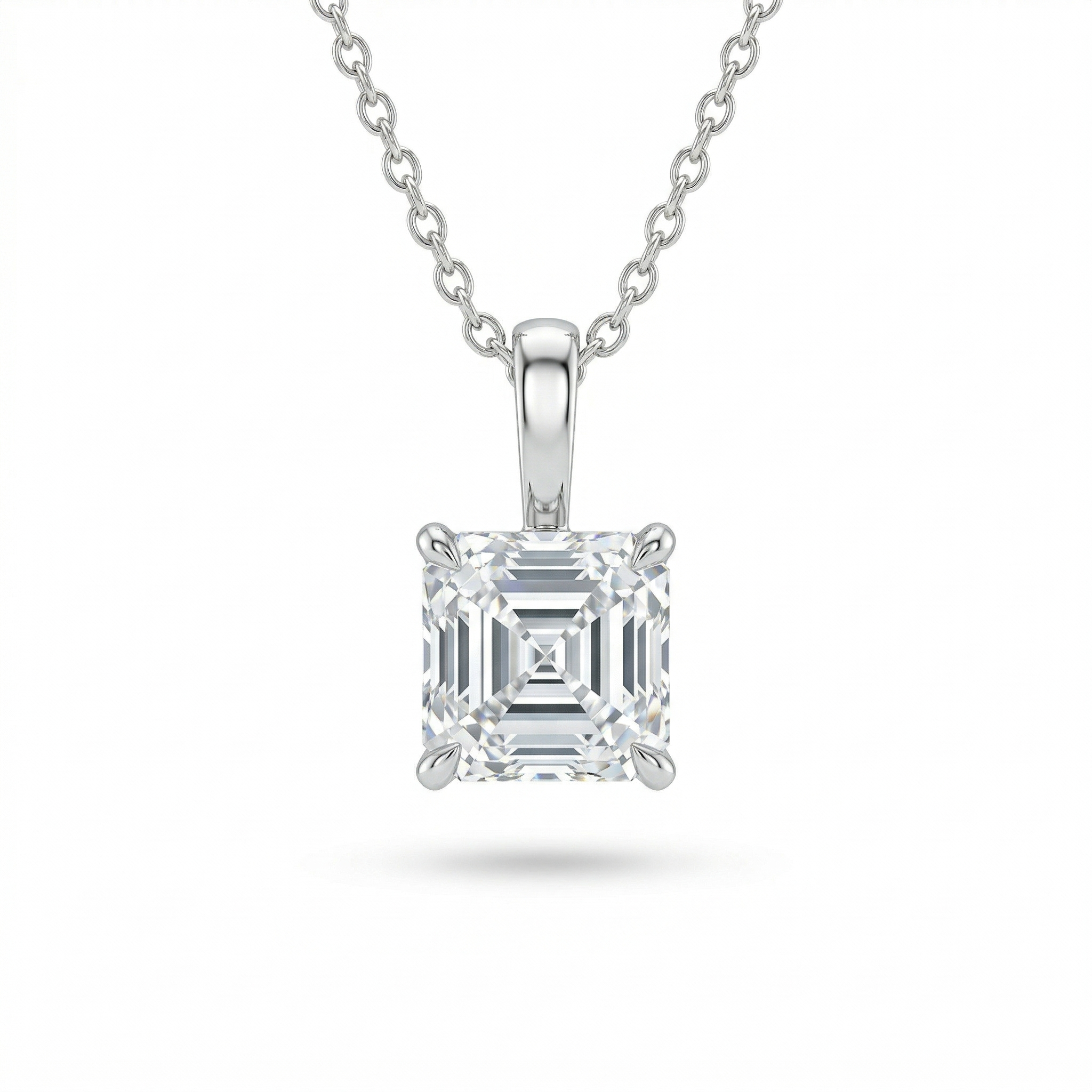 Asscher Cut Solitaire Diamond Pendant