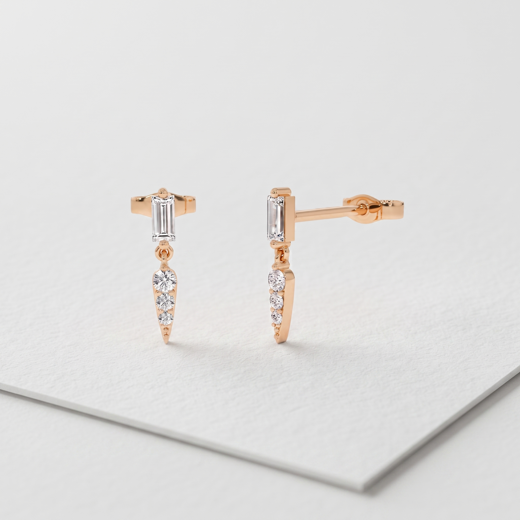 Emerald Bar Drop Earrings