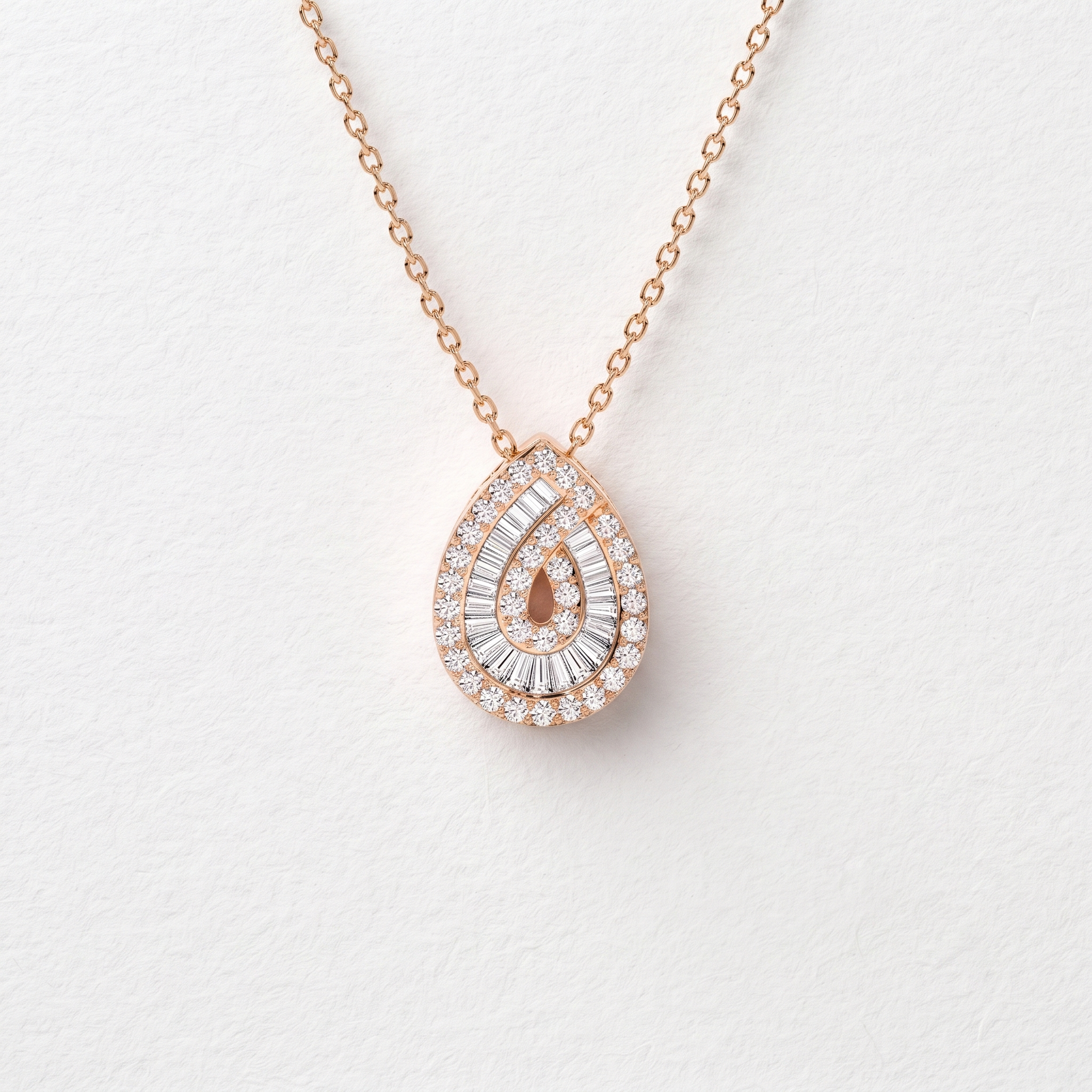 Pear Shape Baguette Halo Diamond Pendant