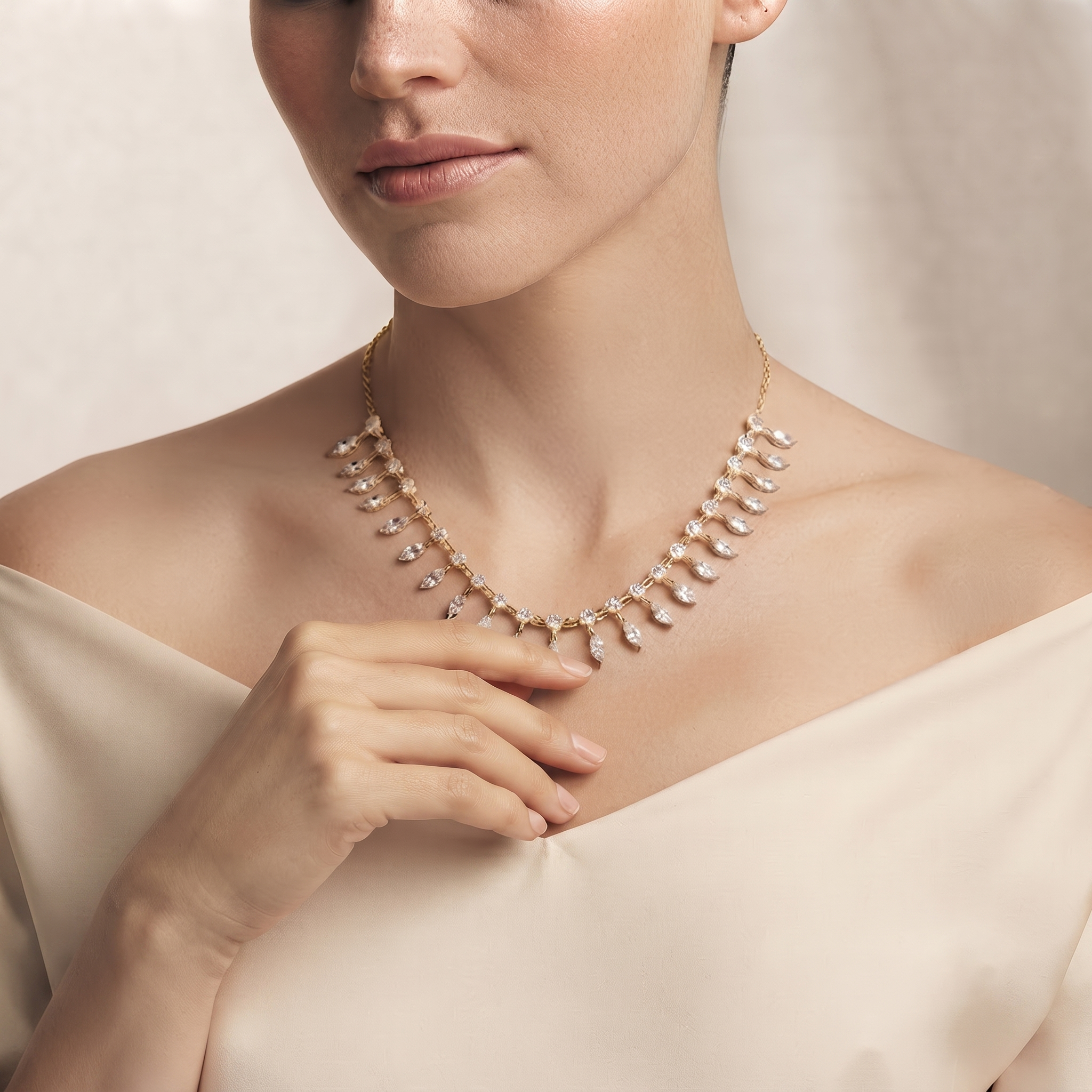Marquise Leaf Diamond Necklace
