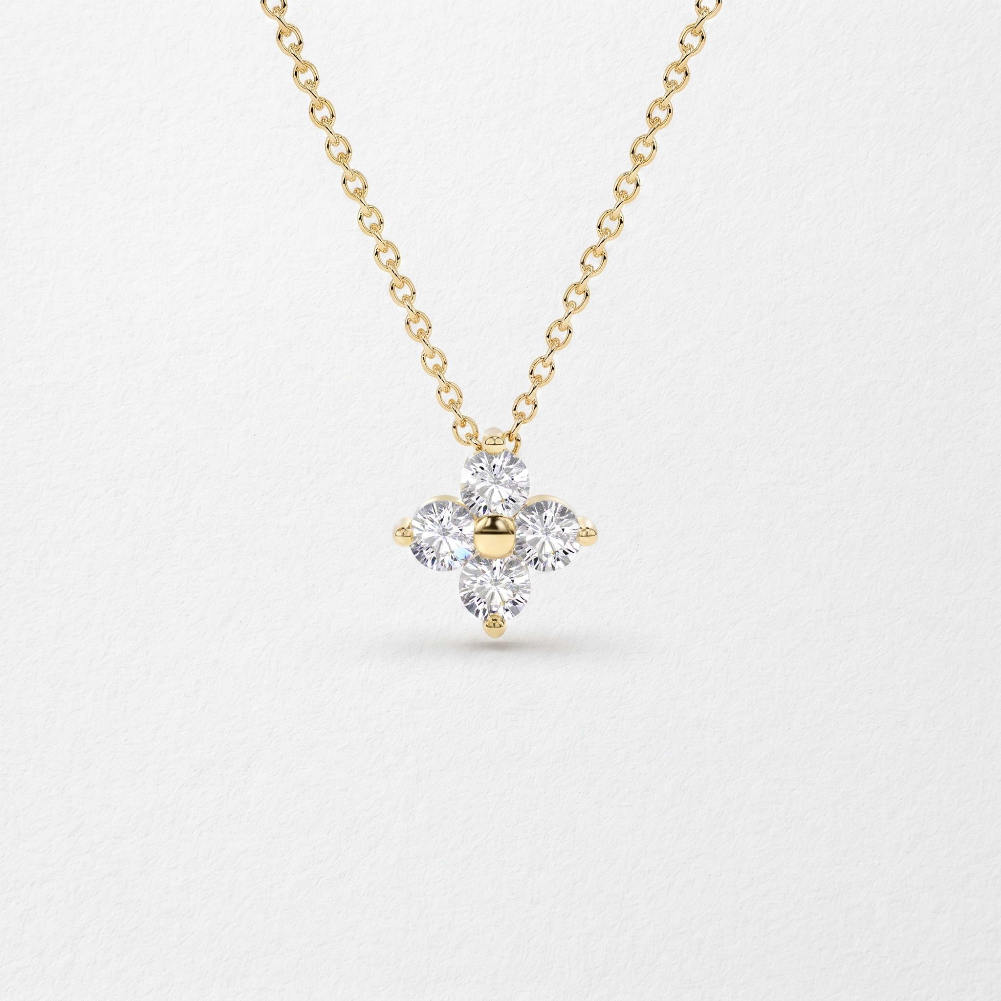 Four Stone Floral Diamond Pendant