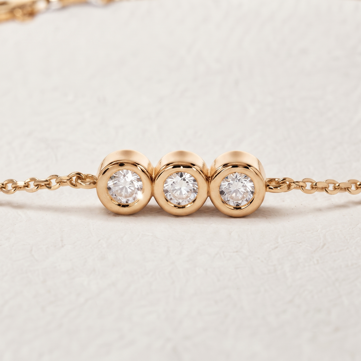 Three Stone Round Diamond Bracelet