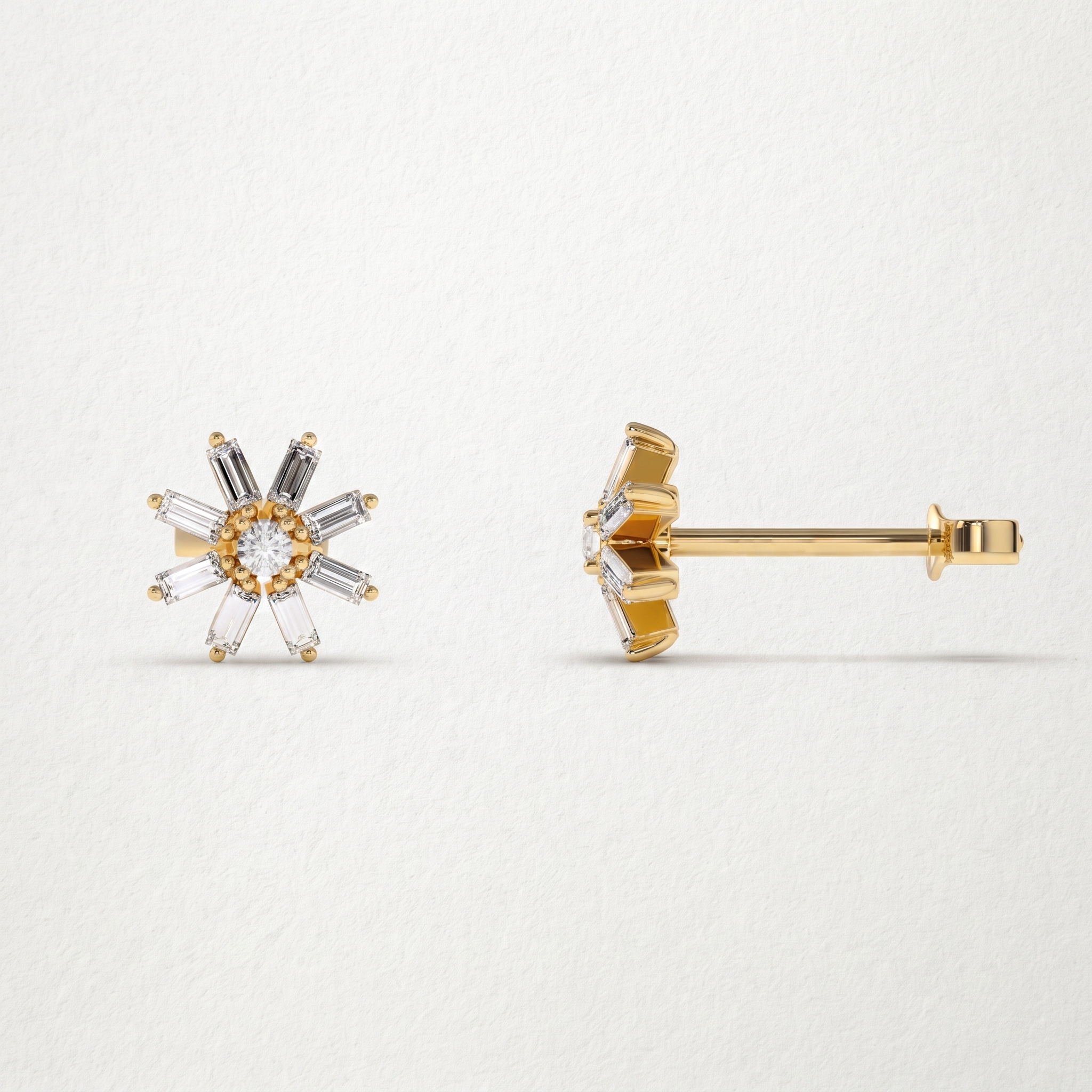 Radiant Starburst Diamond Stud Earrings