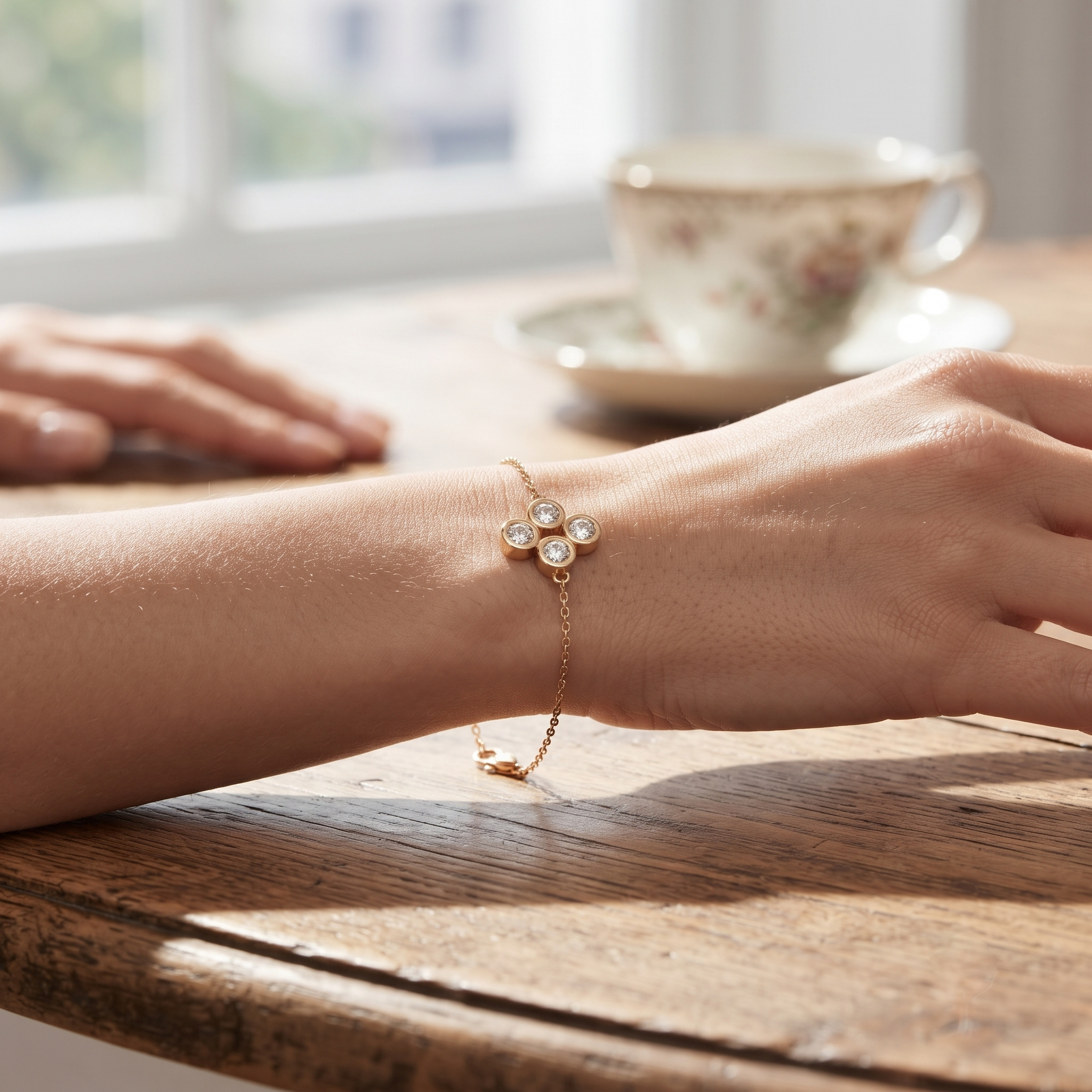 Four-Stone Floral Diamond Bracelet