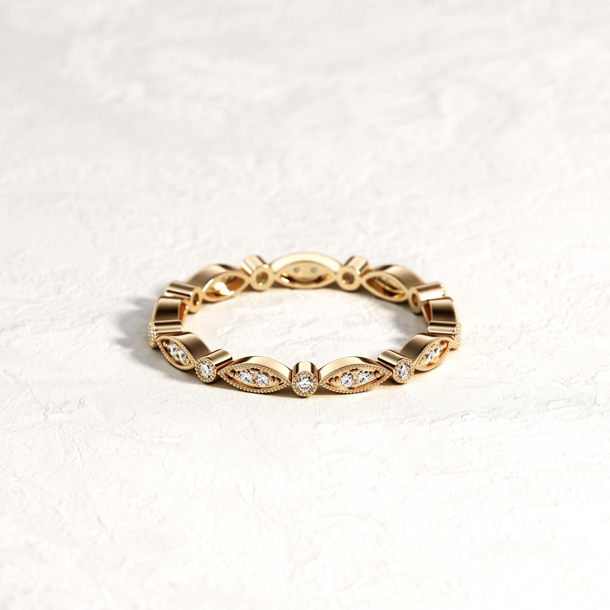 Marquise & Round Diamond Ornamental Band