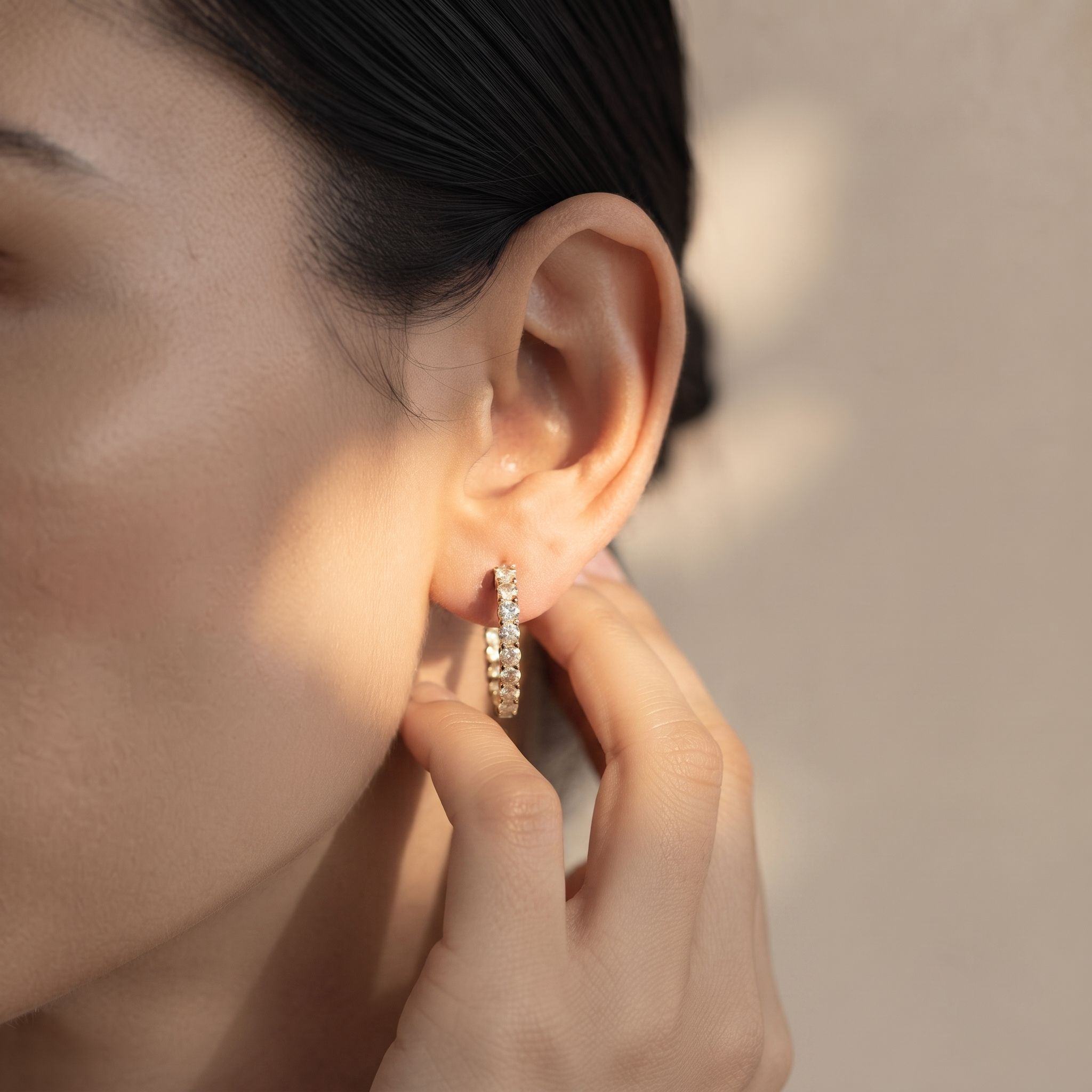 Graduated Diamond Hoop Earrings