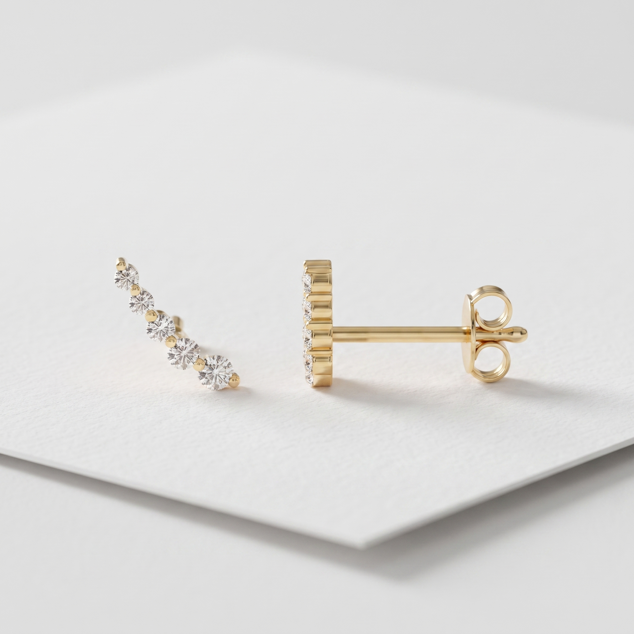 Curved Diamond Ear Climber Earrings