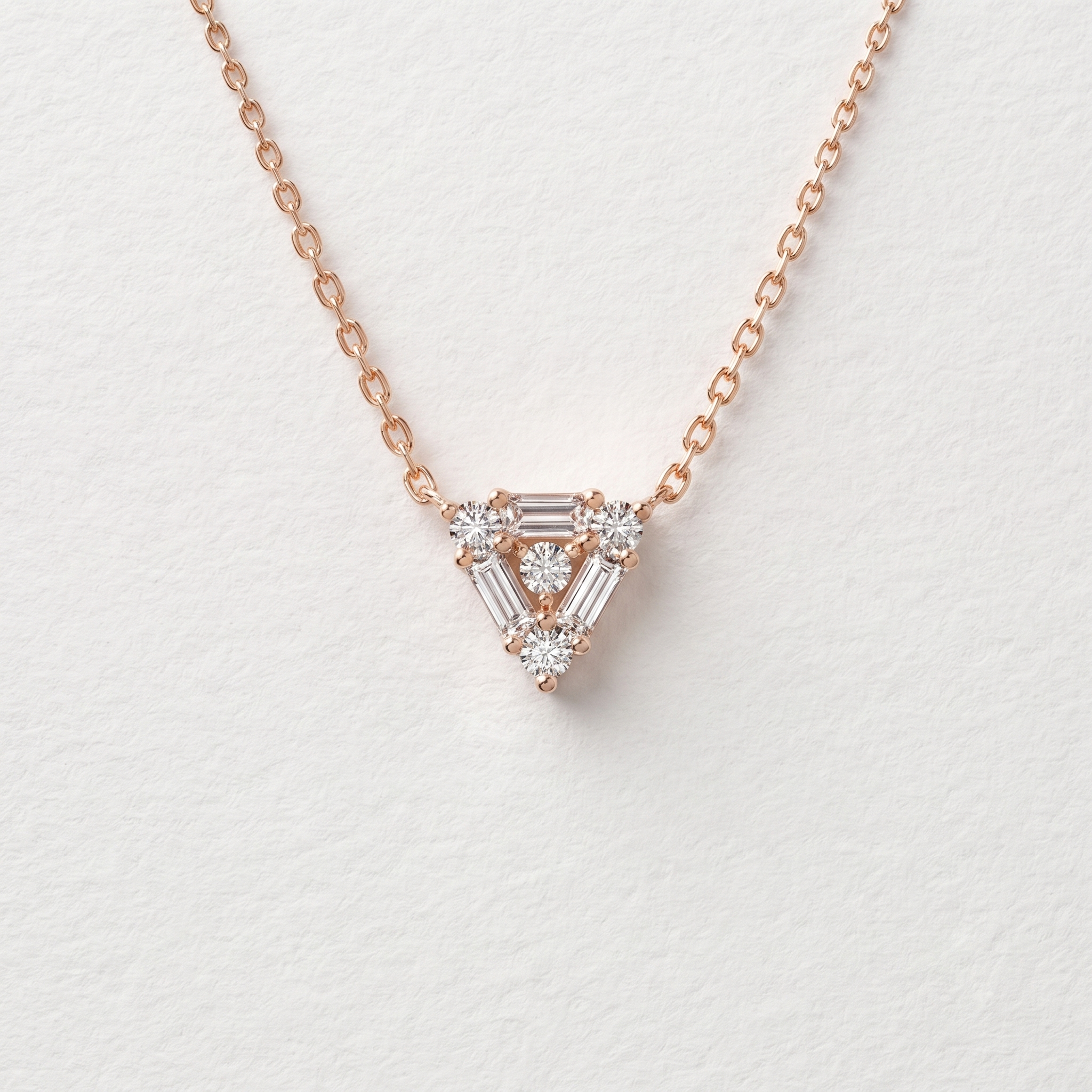 Geometric Baguette Diamond Triangle Pendant