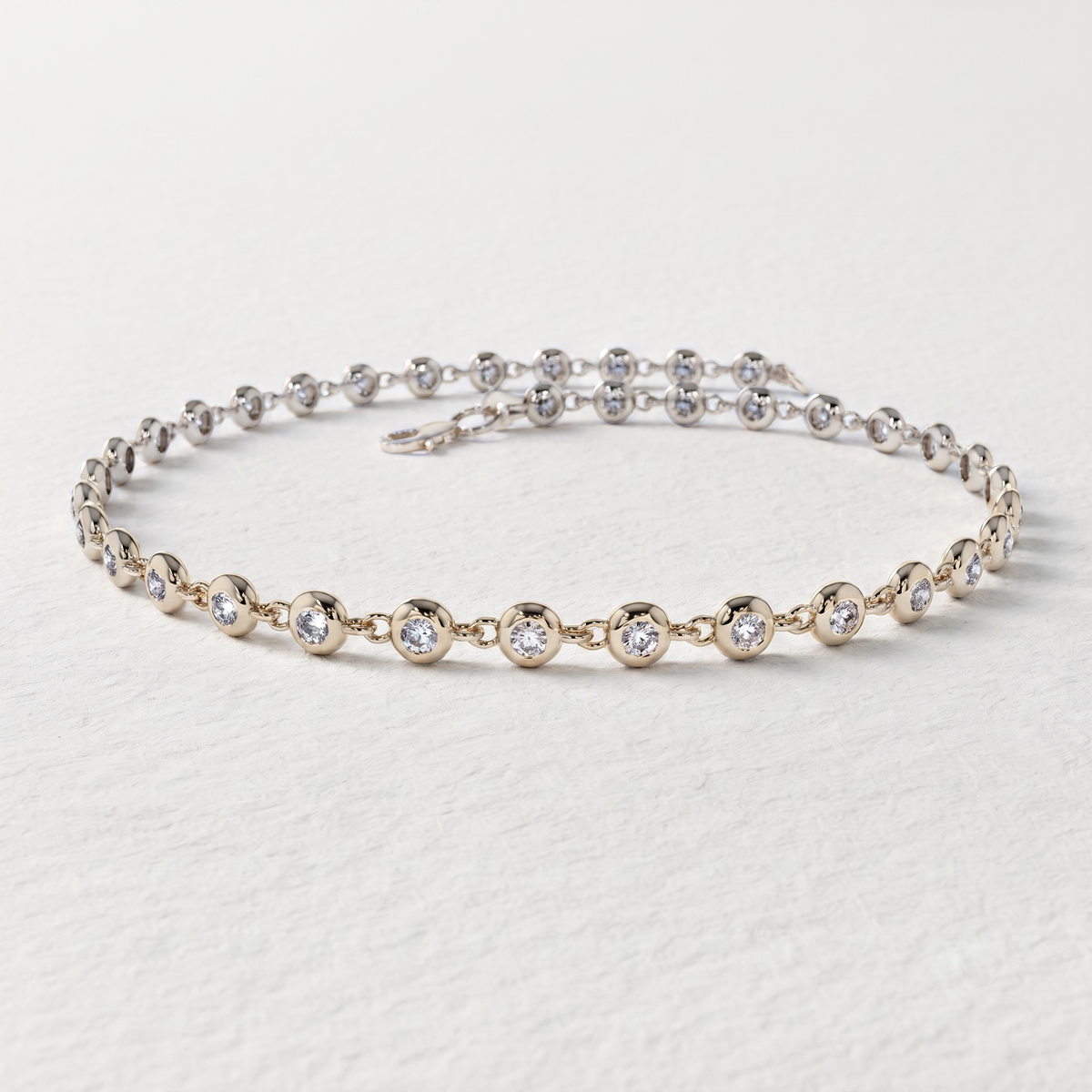 Round Diamond Bezel Station Bracelet