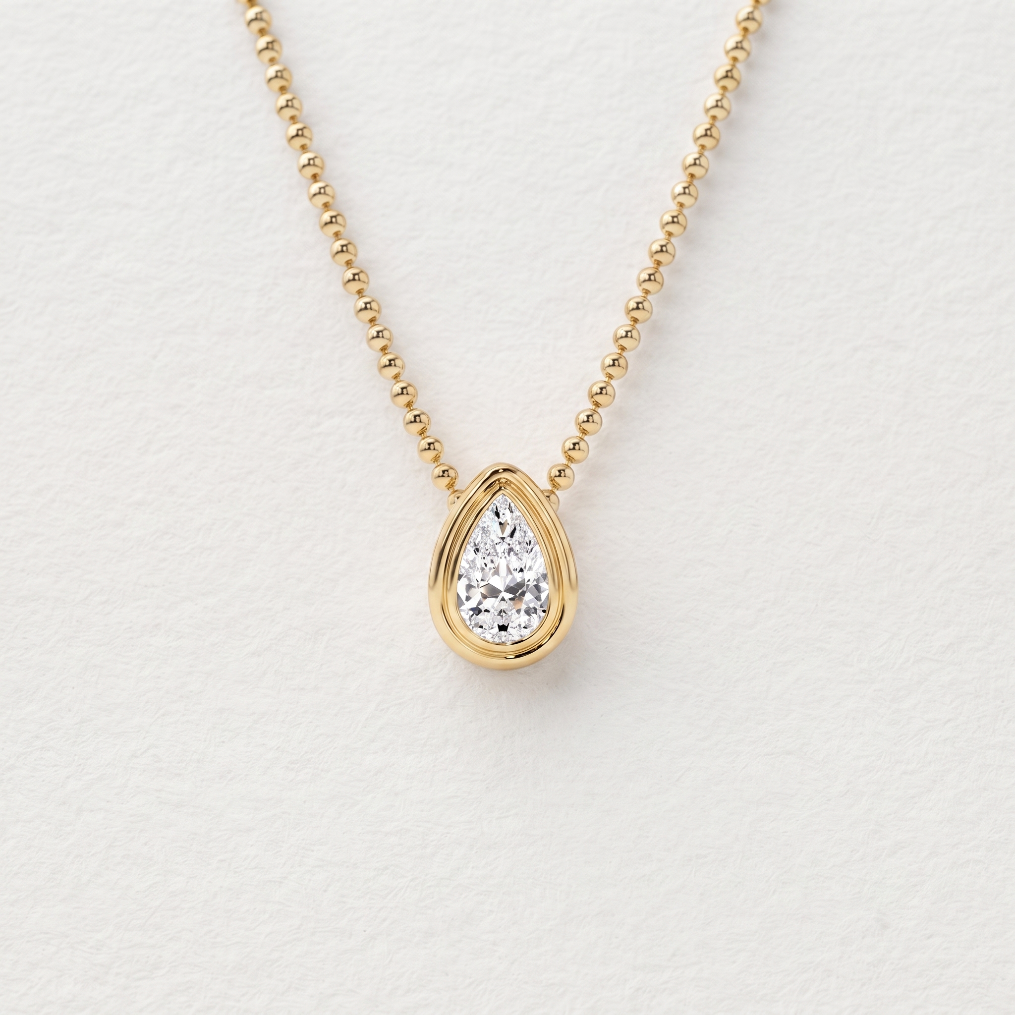 Pear Shape Bezel Diamond Pendant Necklace