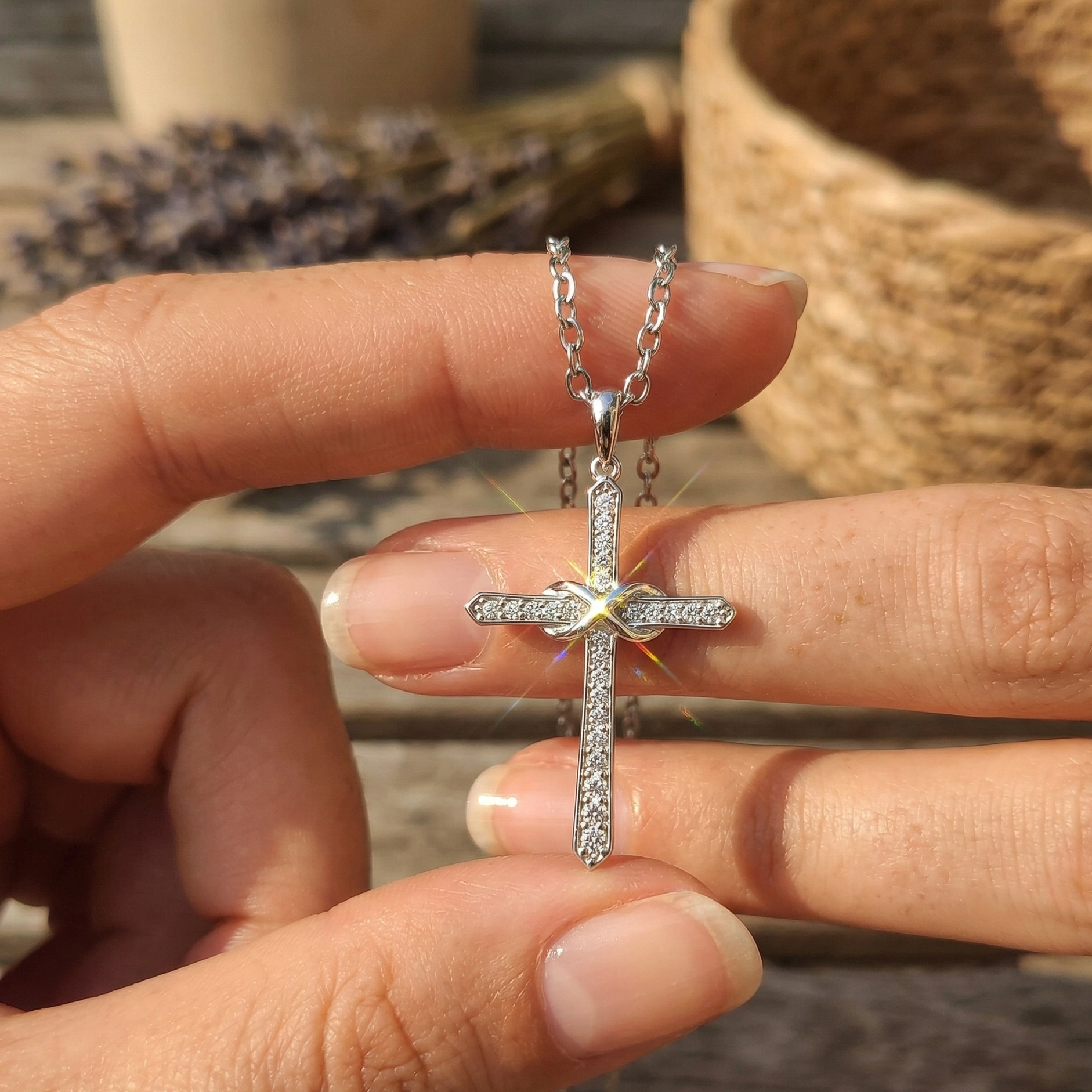 Diamond Infinity Cross Pendant