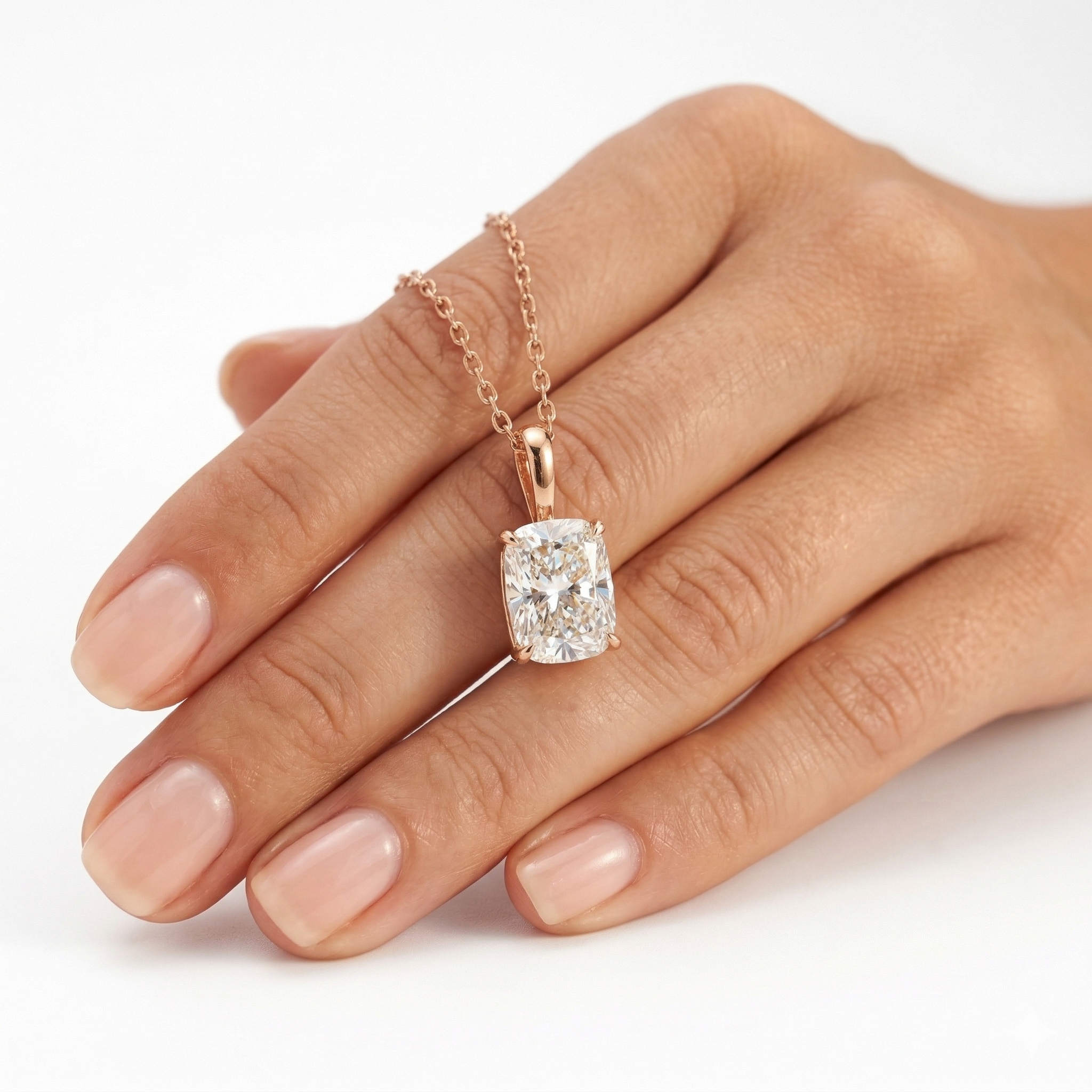 Cushion Cut Solitaire Diamond Pendant