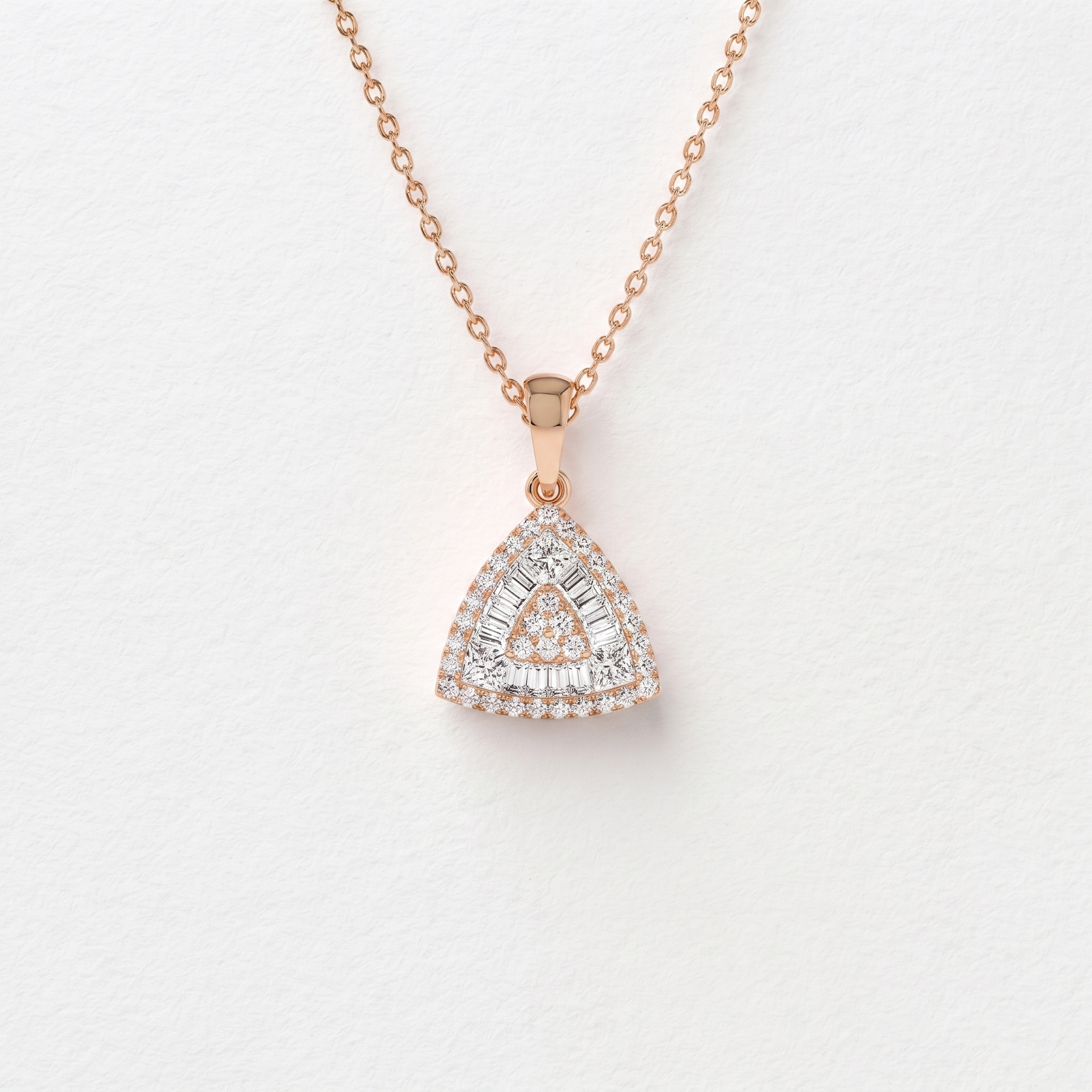Geometric Baguette Diamond Triangle Pendant