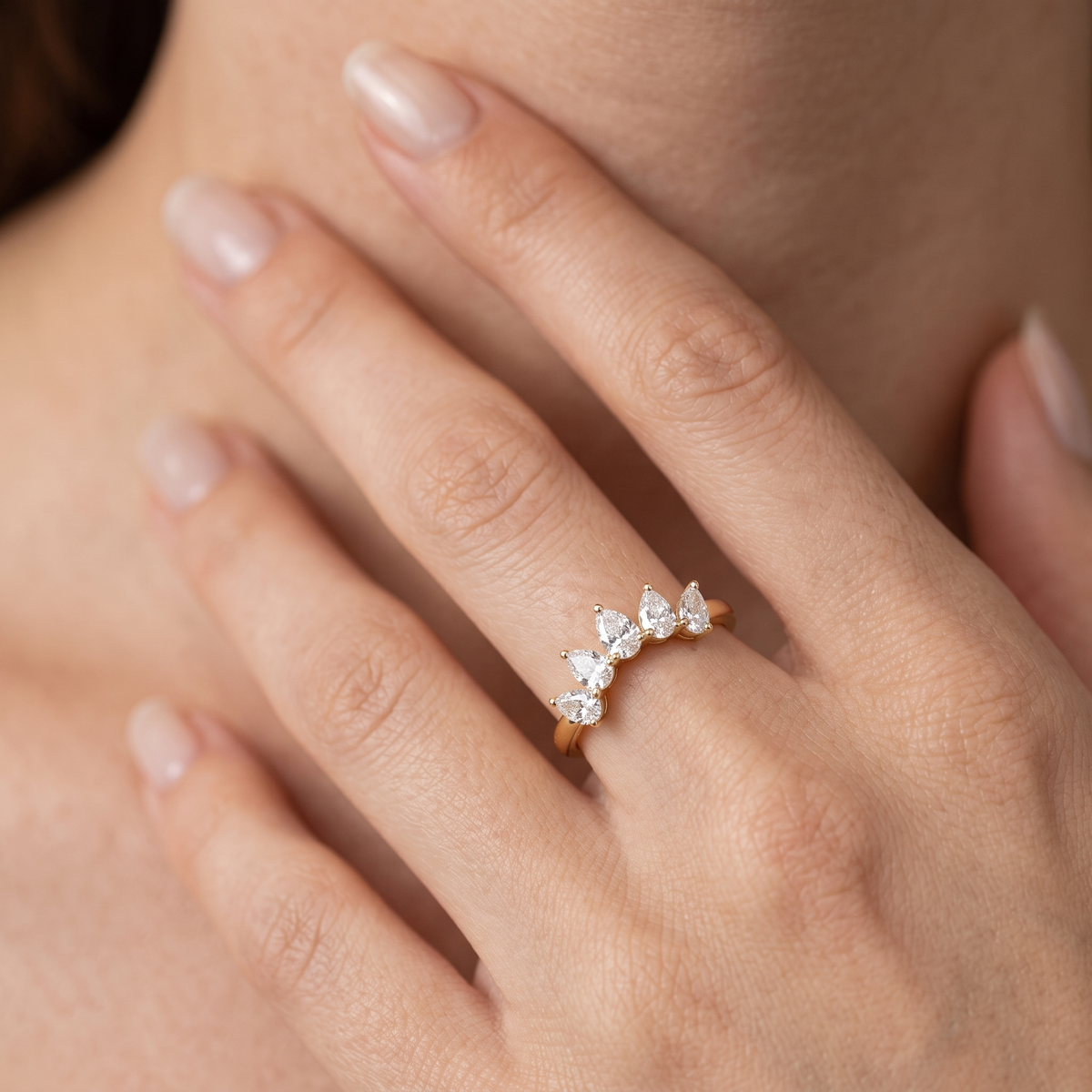 Five Stone Pear Diamond Band