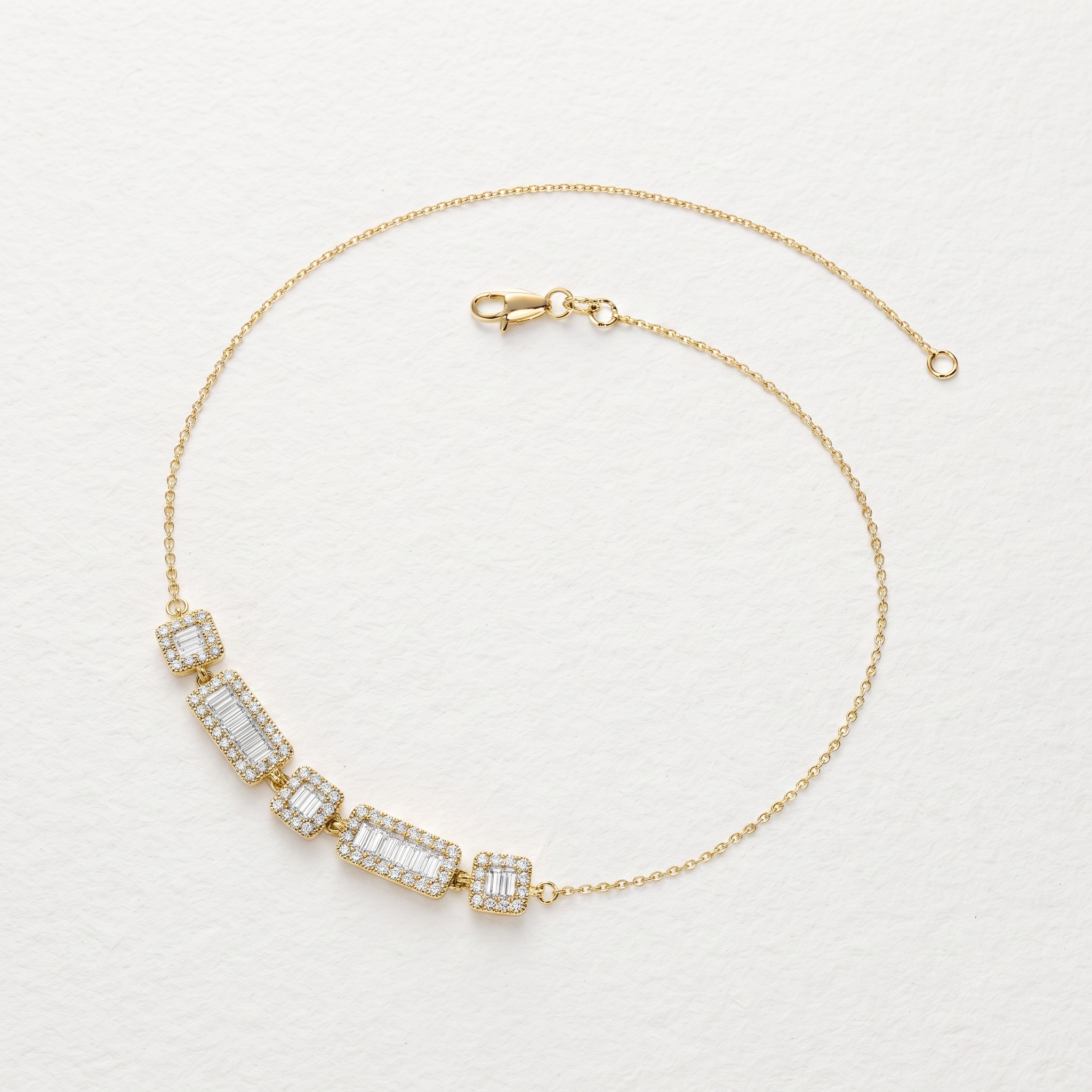 Baguette & Round Diamond Station Bracelet