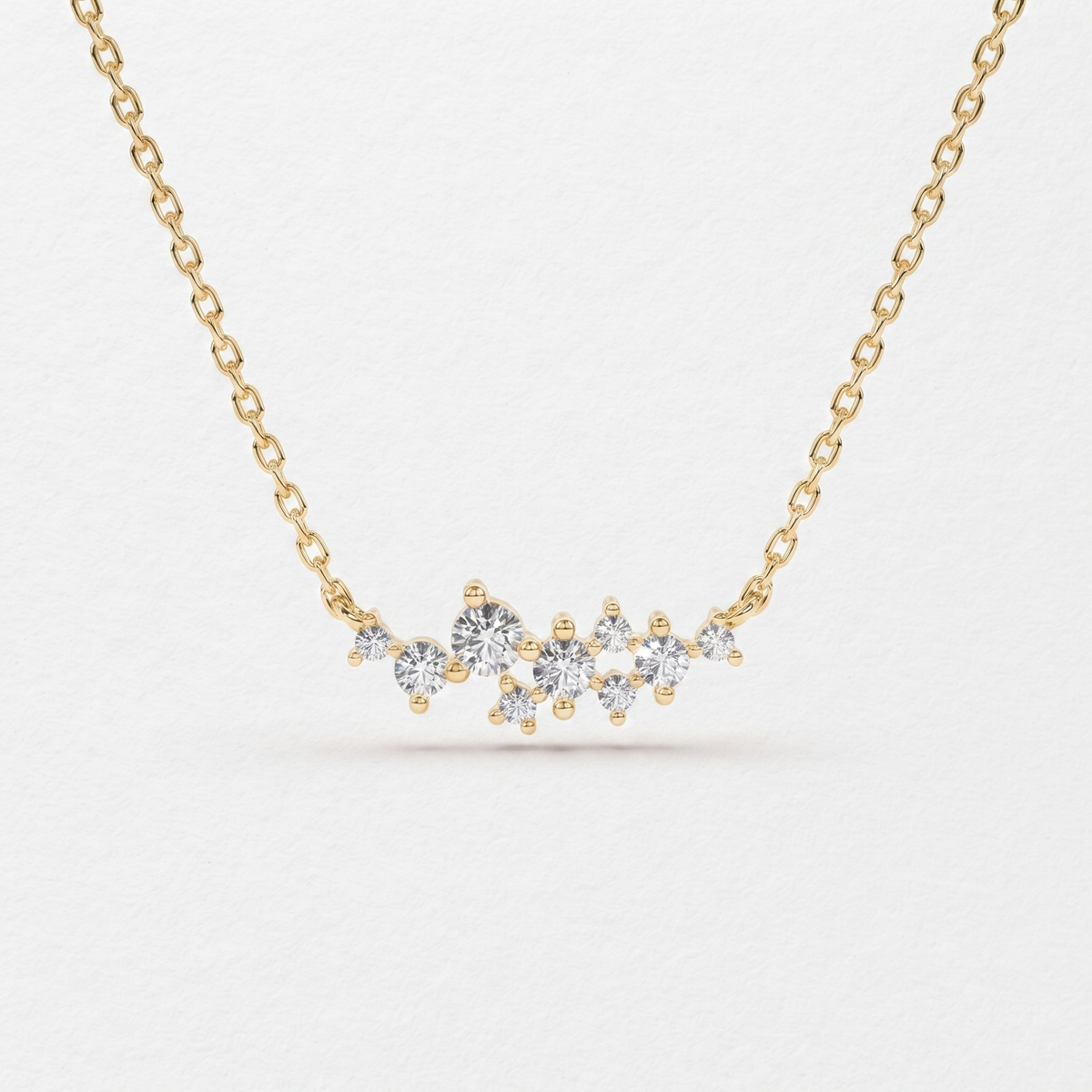 Graduated Round Diamond Cluster Necklace