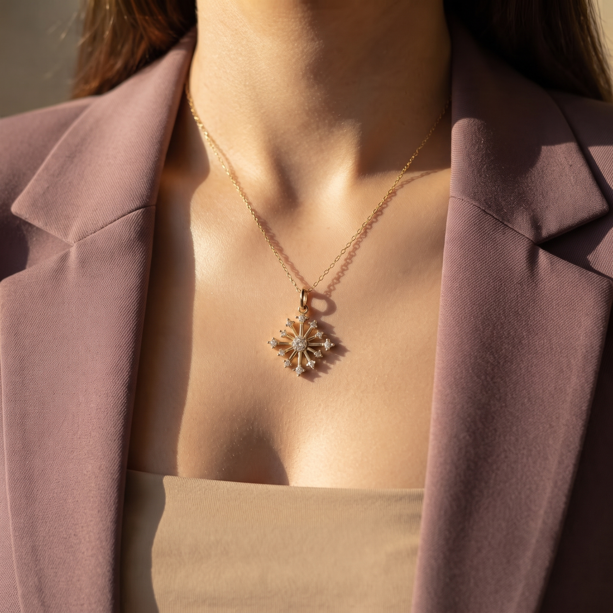 Radiant Snowflake Diamond Pendant