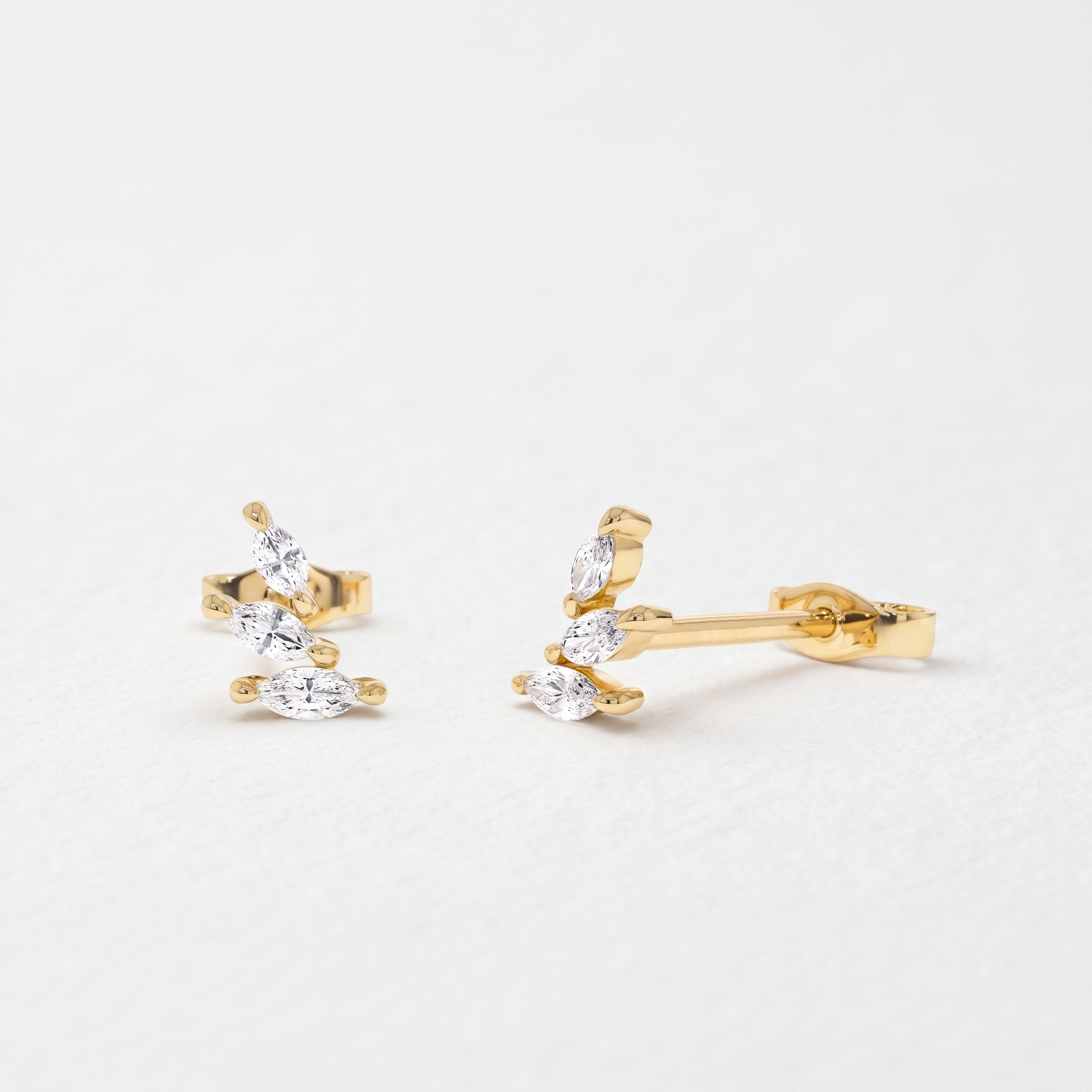 Triple Marquise Diamond Stud Earrings