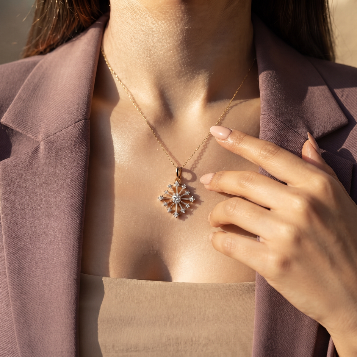 Radiant Snowflake Diamond Pendant