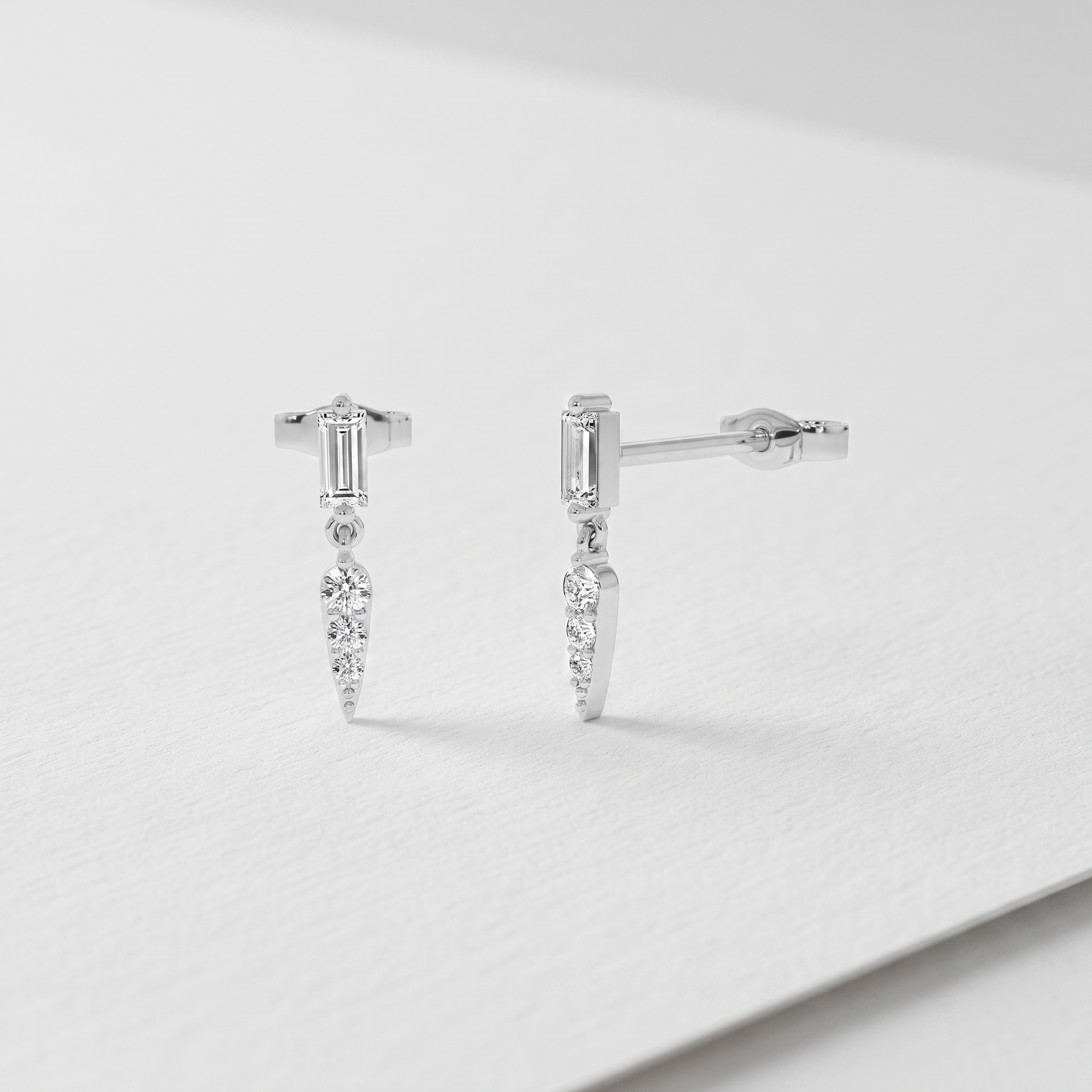 Emerald Bar Drop Earrings