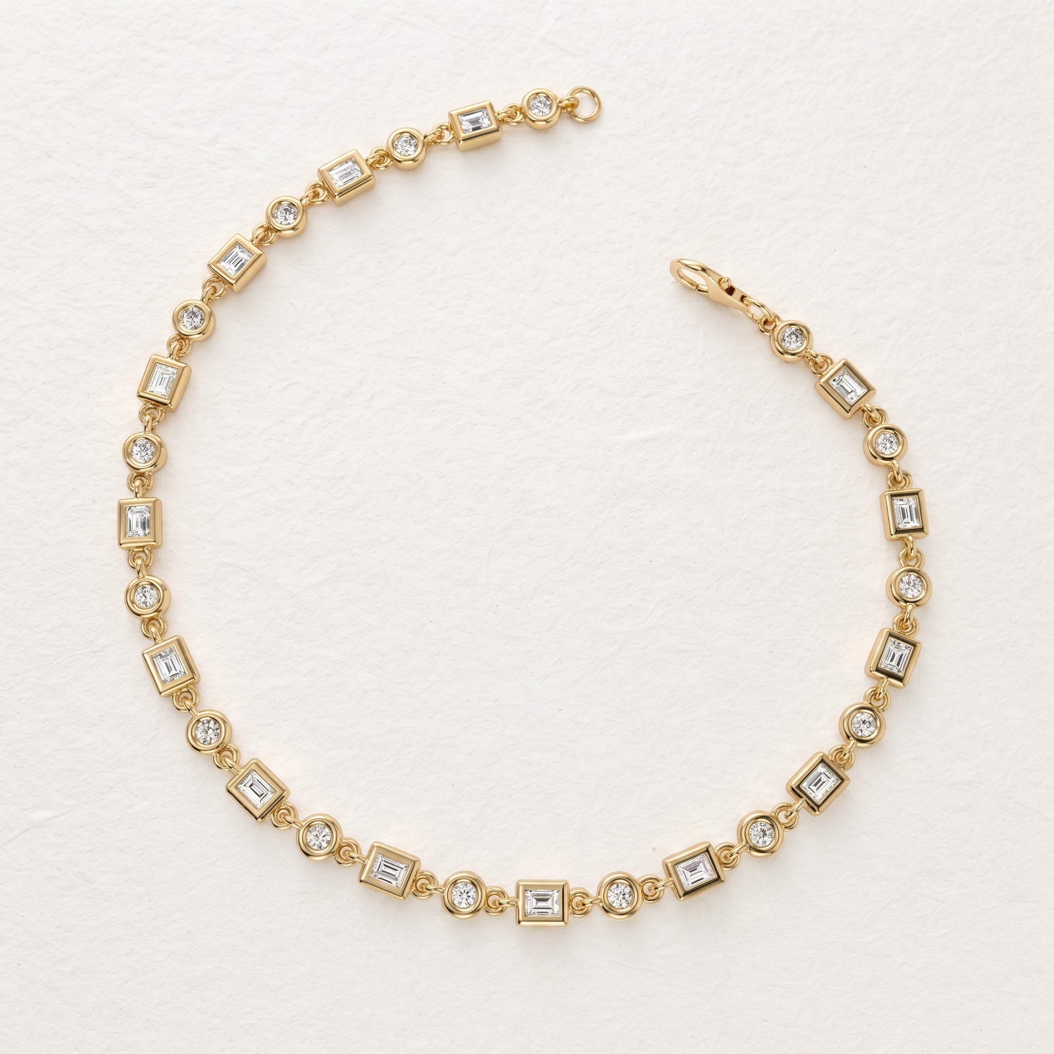 Geometric Square & Round Diamond Bracelet