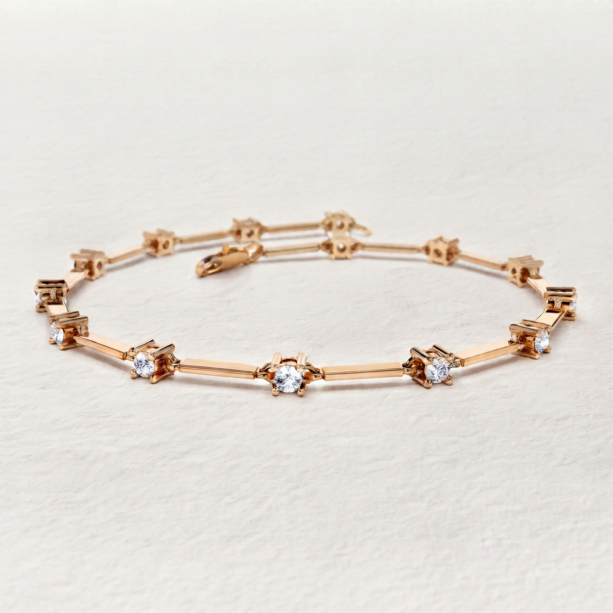 Round Diamond Bar Link Bracelet