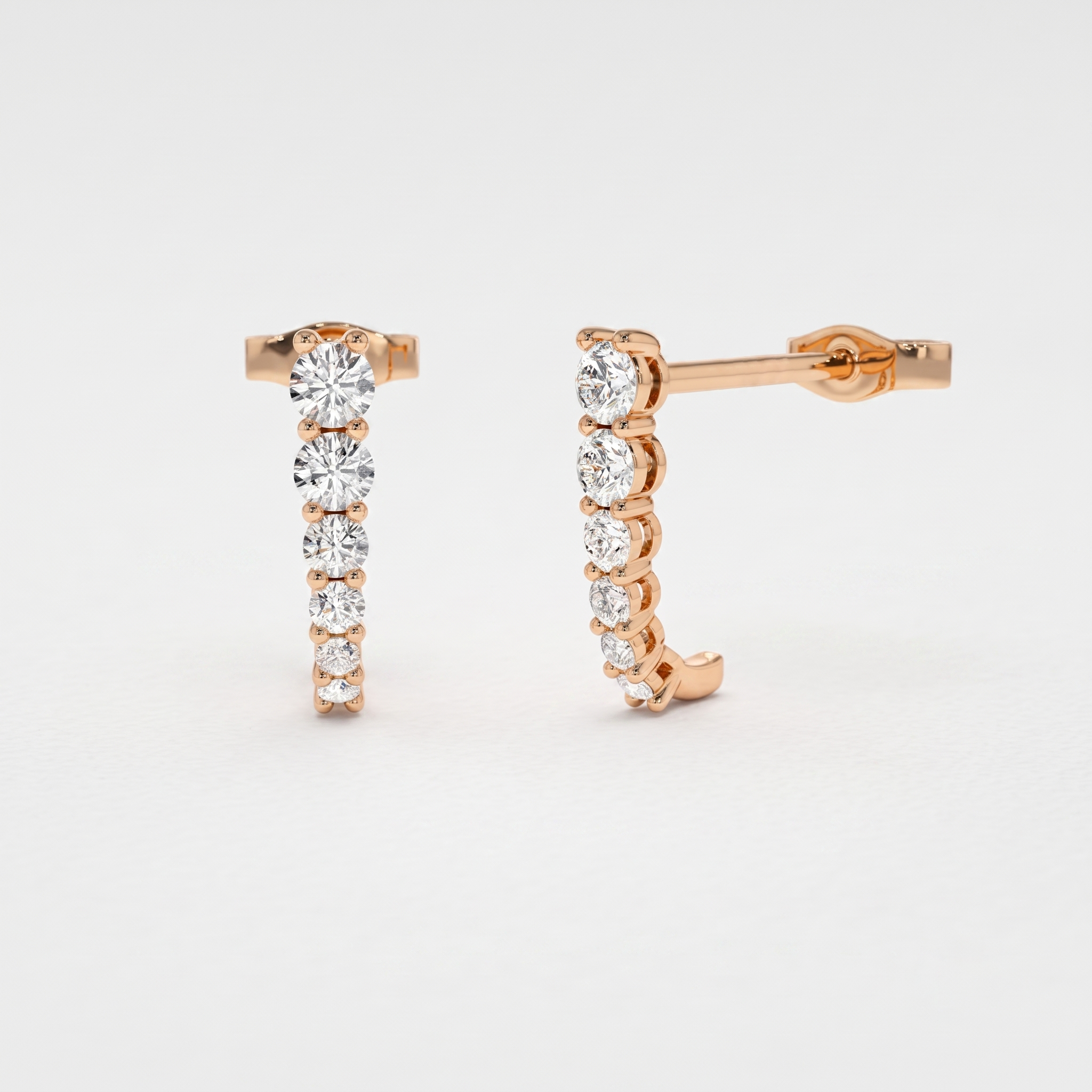Graduated Round Diamond Drop Earrings