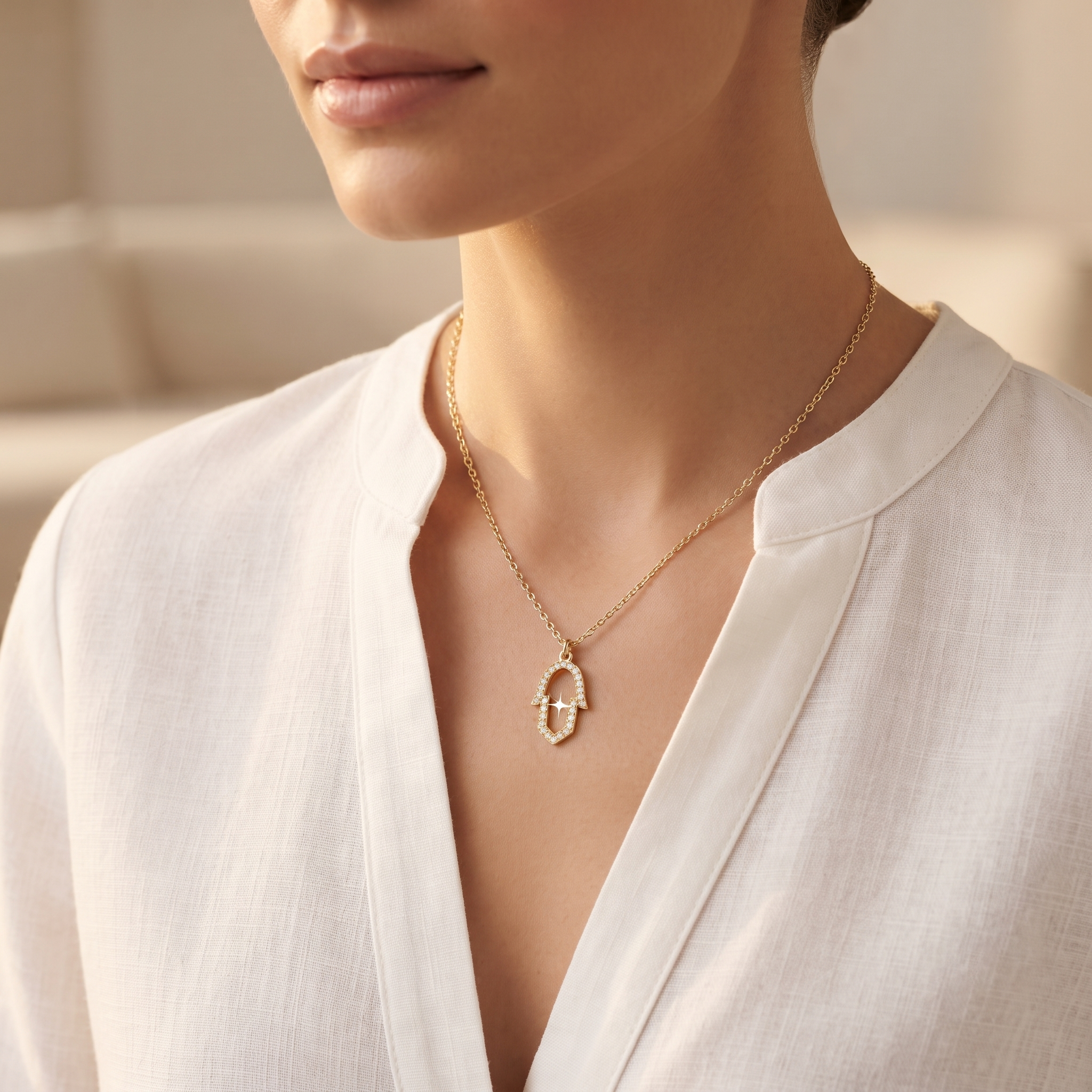 Open Frame Pavé Diamond Pendant Necklace