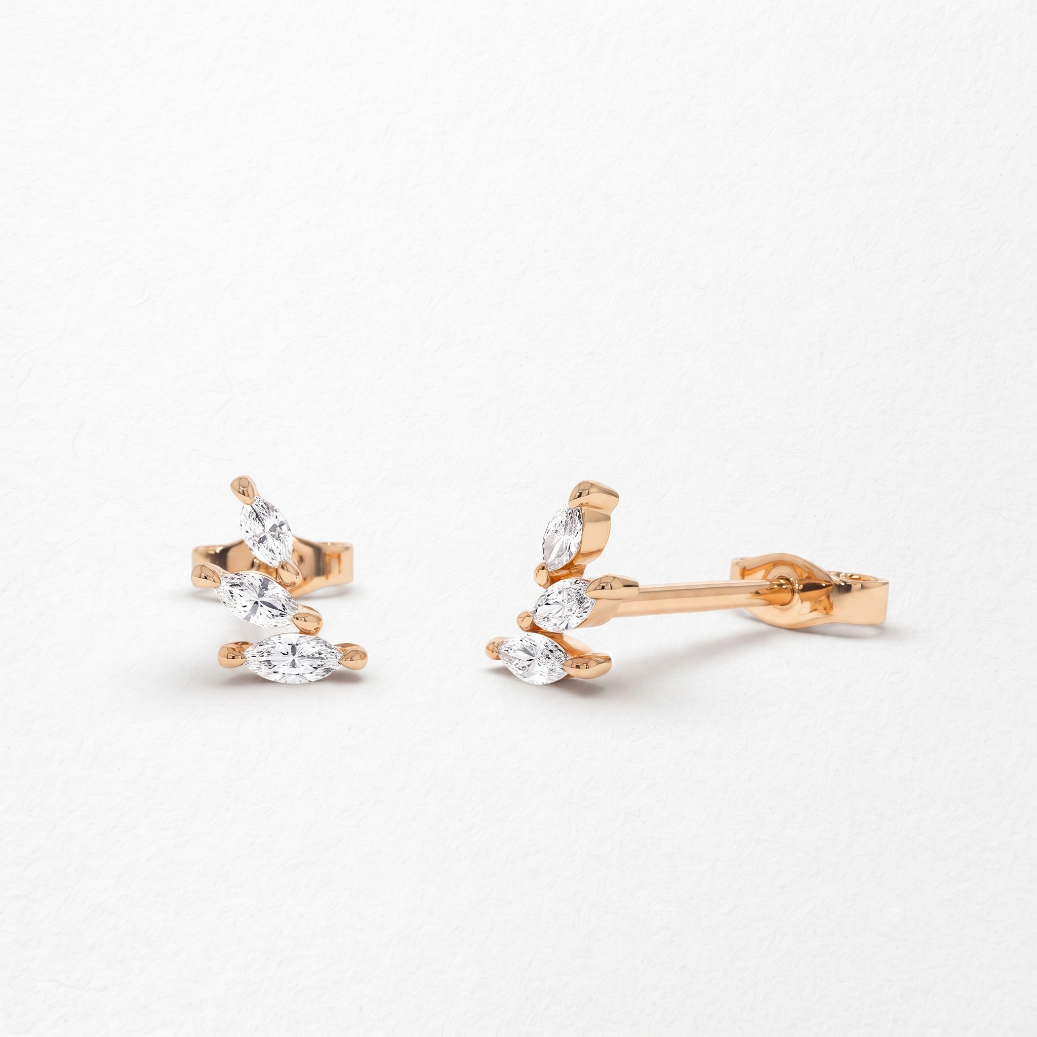 Triple Marquise Diamond Stud Earrings