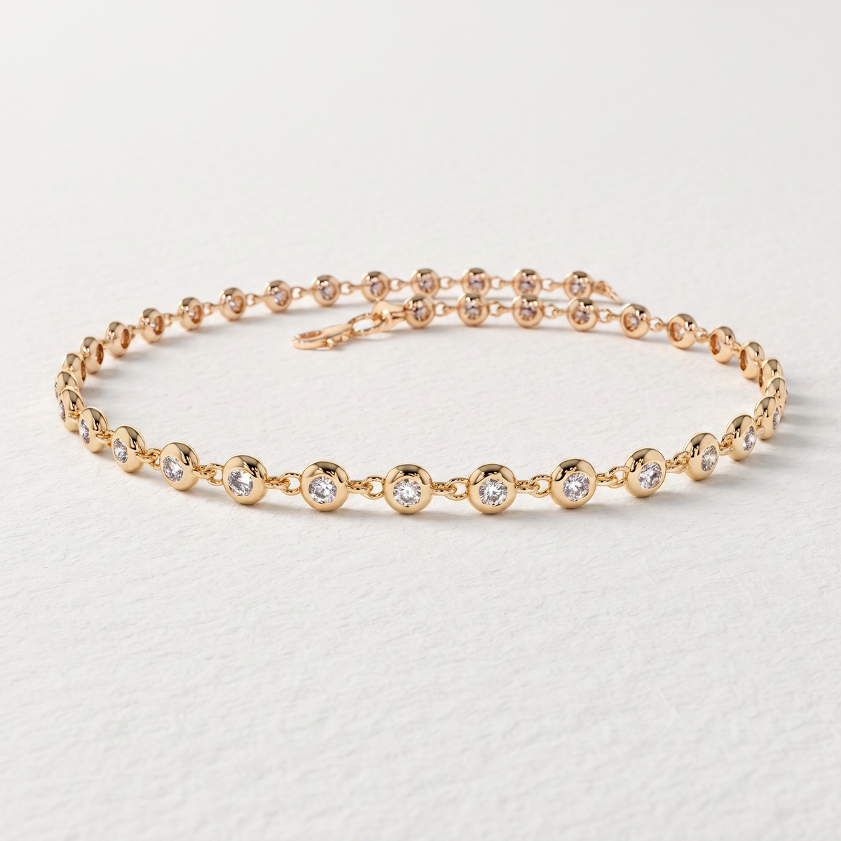 Round Diamond Bezel Station Bracelet