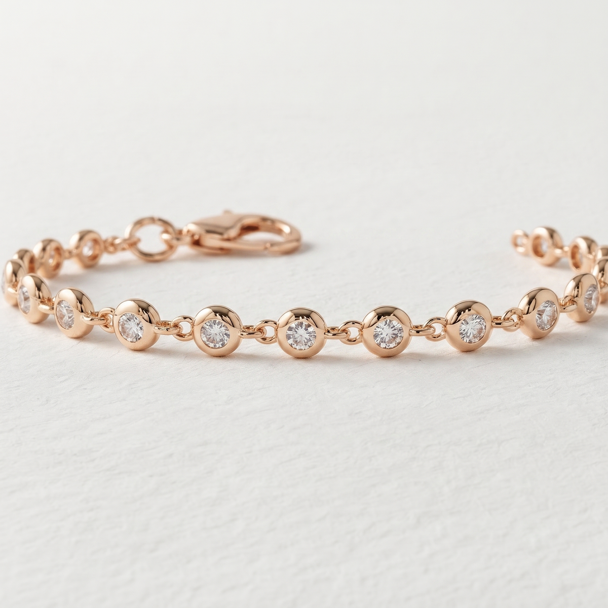 Round Diamond Bezel Station Bracelet