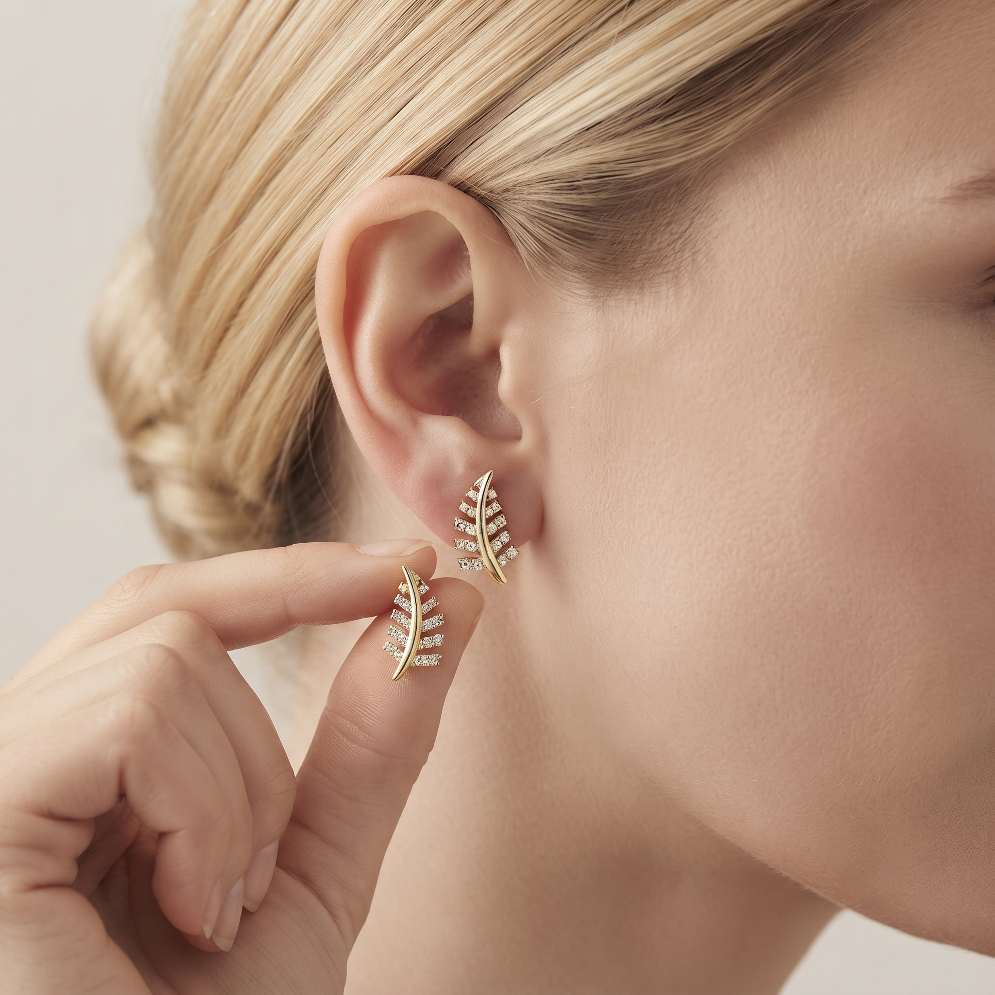 Botanical Branch Diamond Stud Earrings