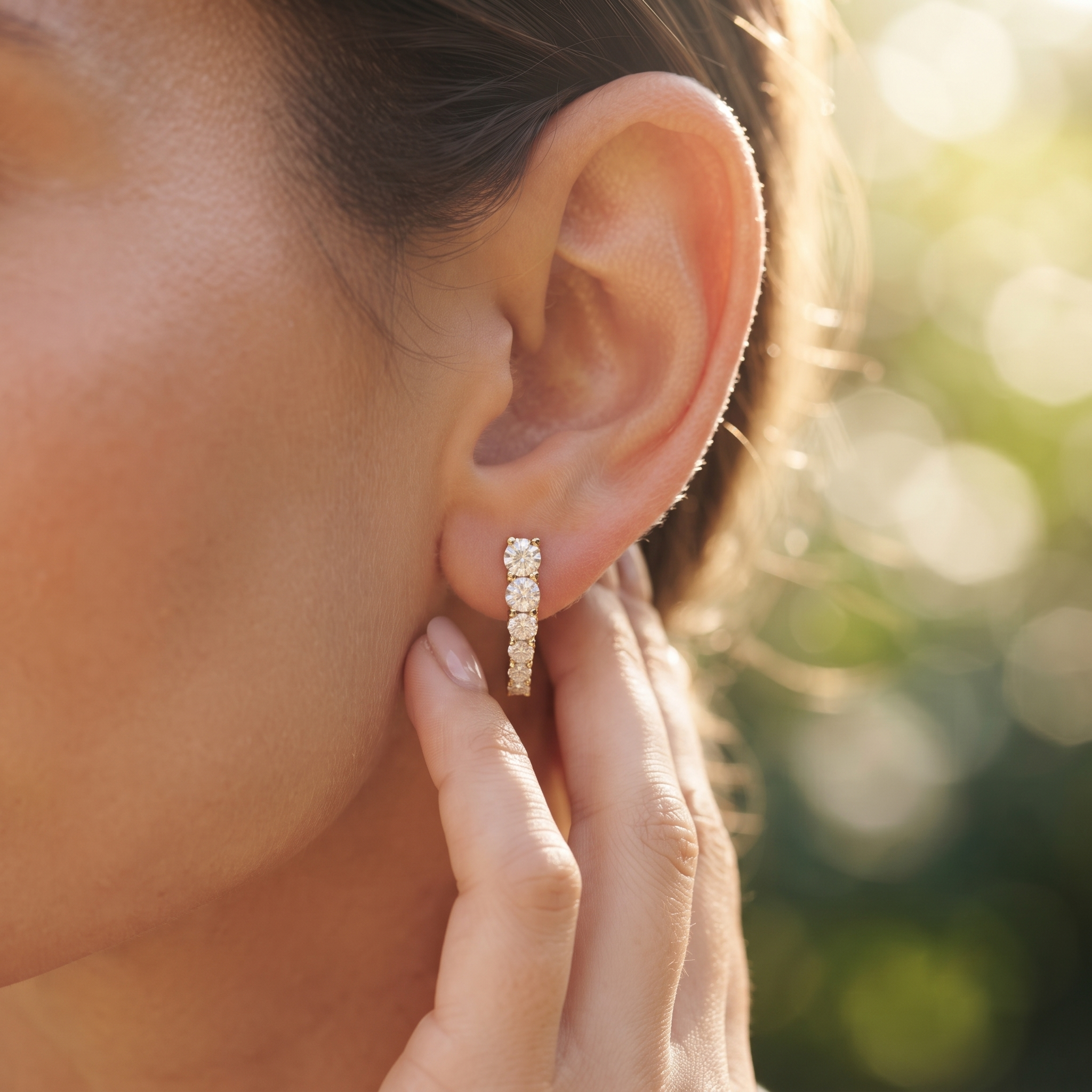 Graduated Round Diamond Drop Earrings
