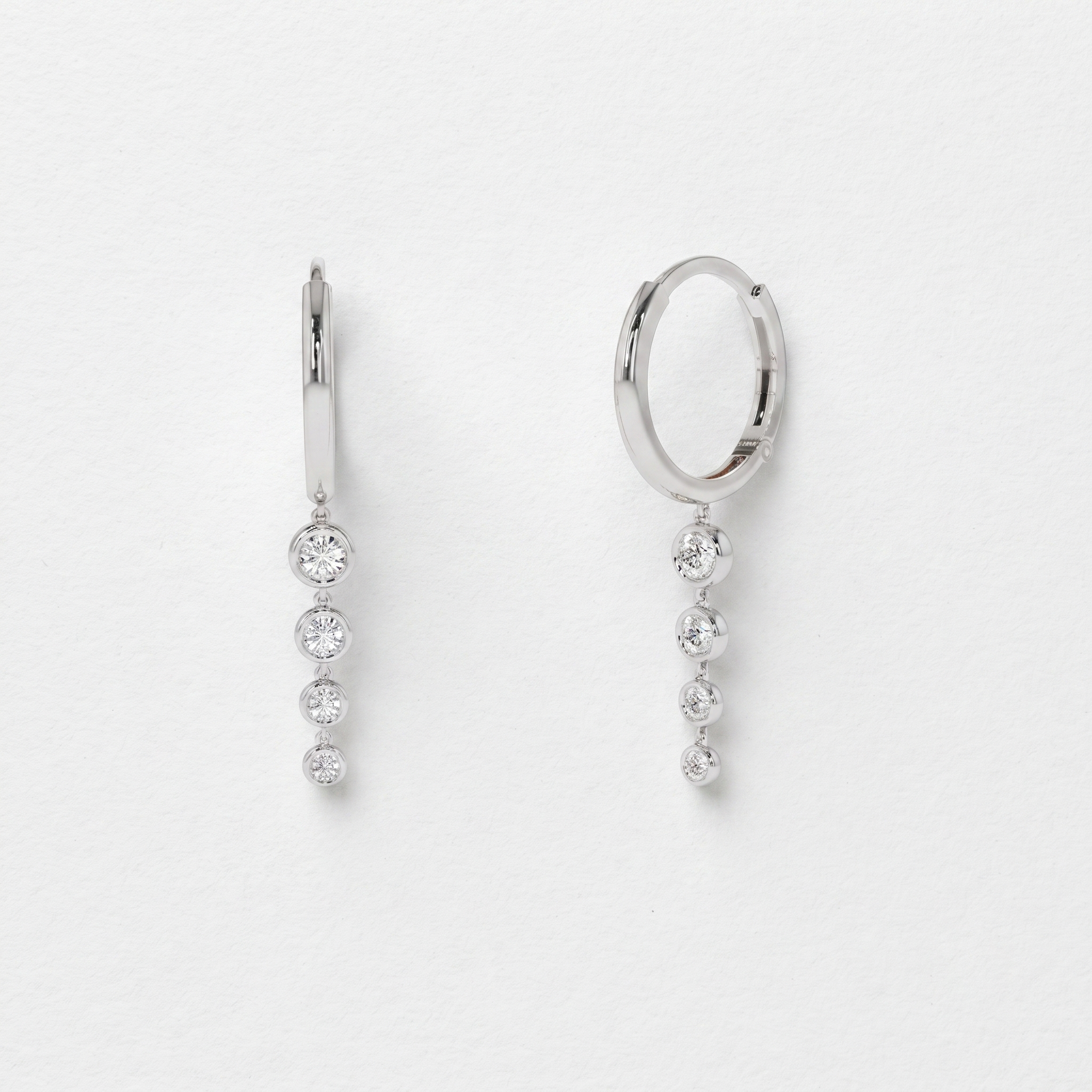 Graduated Bezel Drop Hoop Earrings