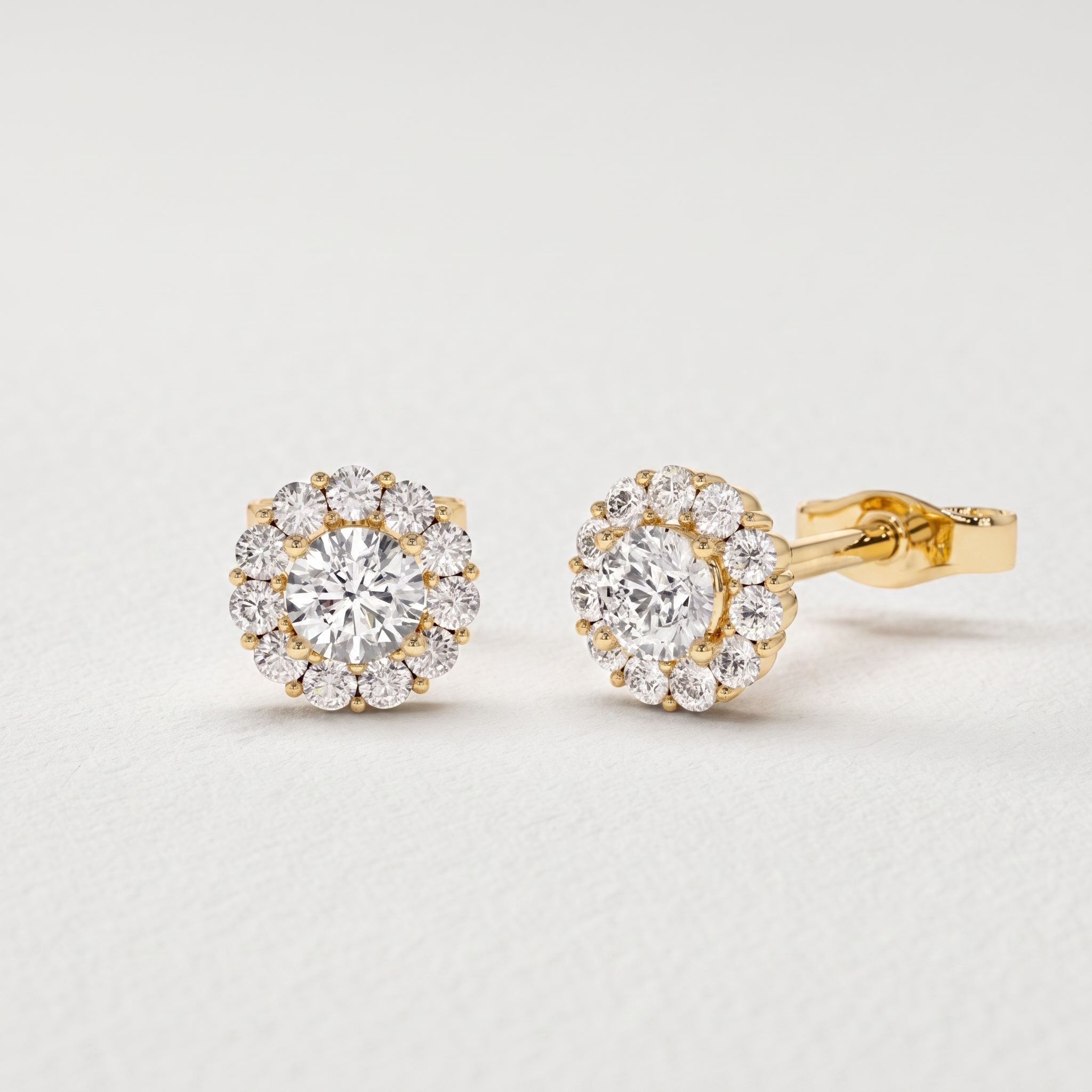 Round Halo Diamond Stud Earrings