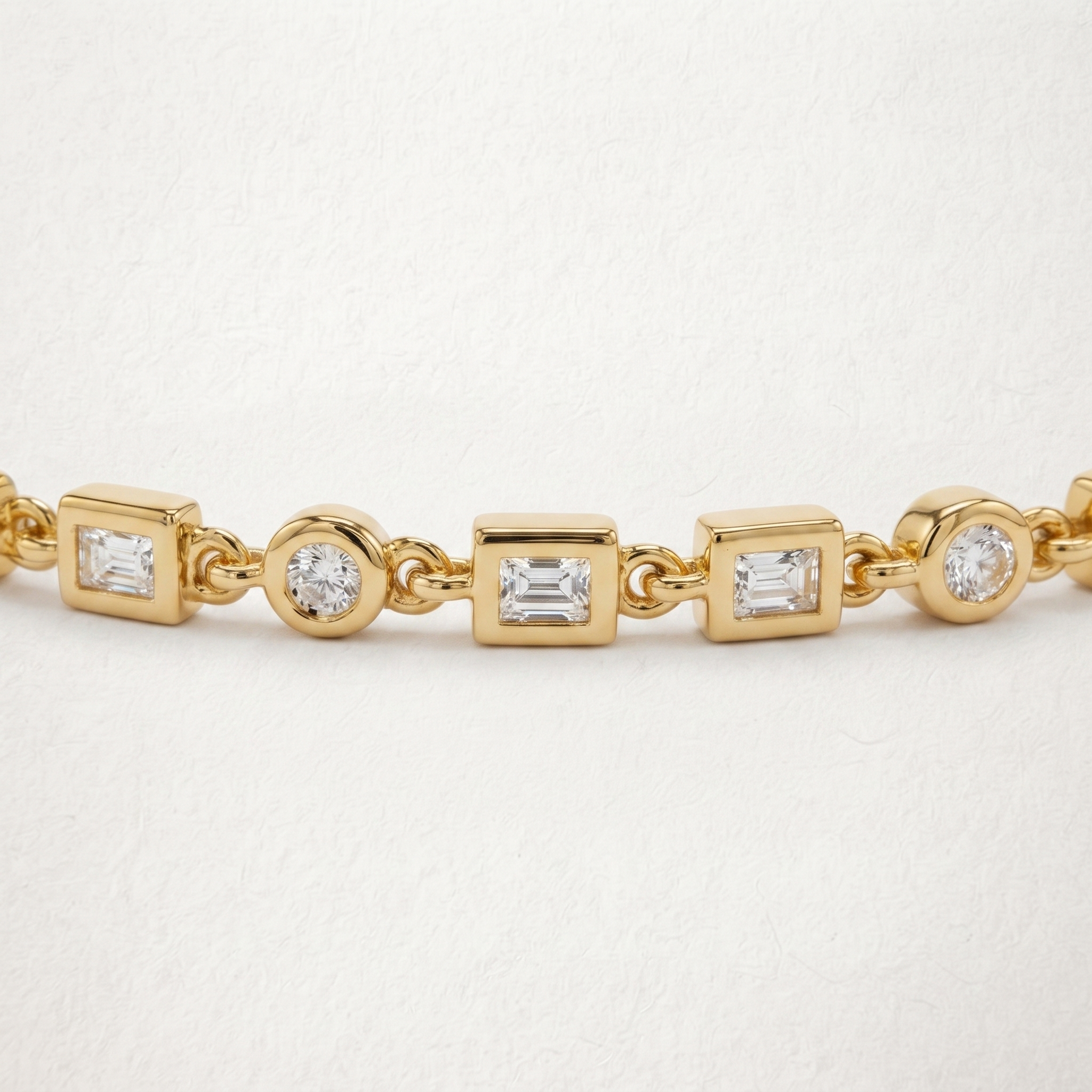 Geometric Square & Round Diamond Bracelet