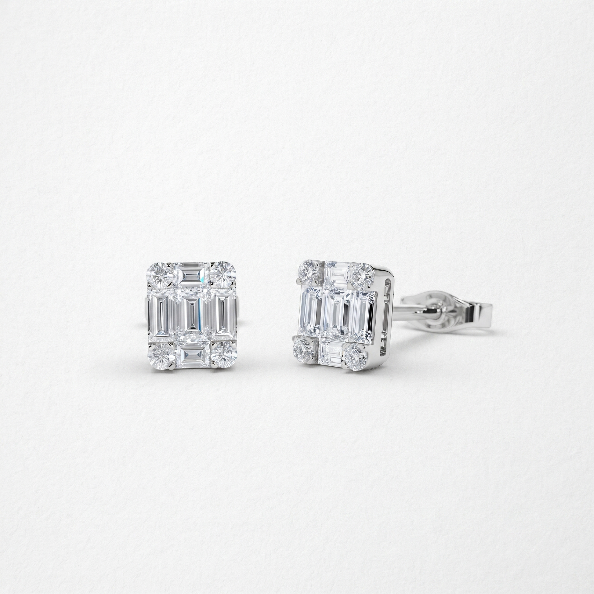 Geometric Baguette Stud Earrings