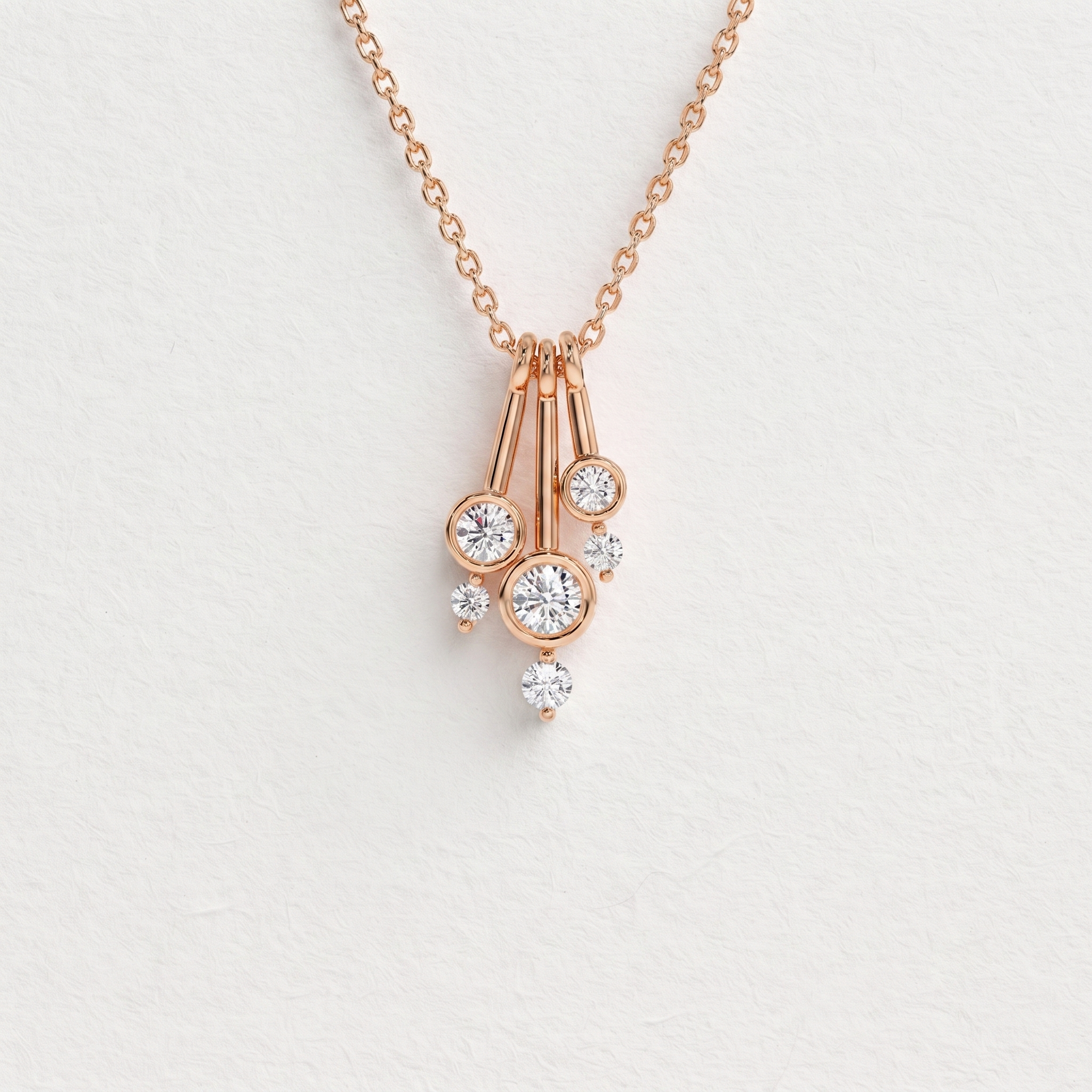 Cascading Round Diamond Bar Pendant Necklace