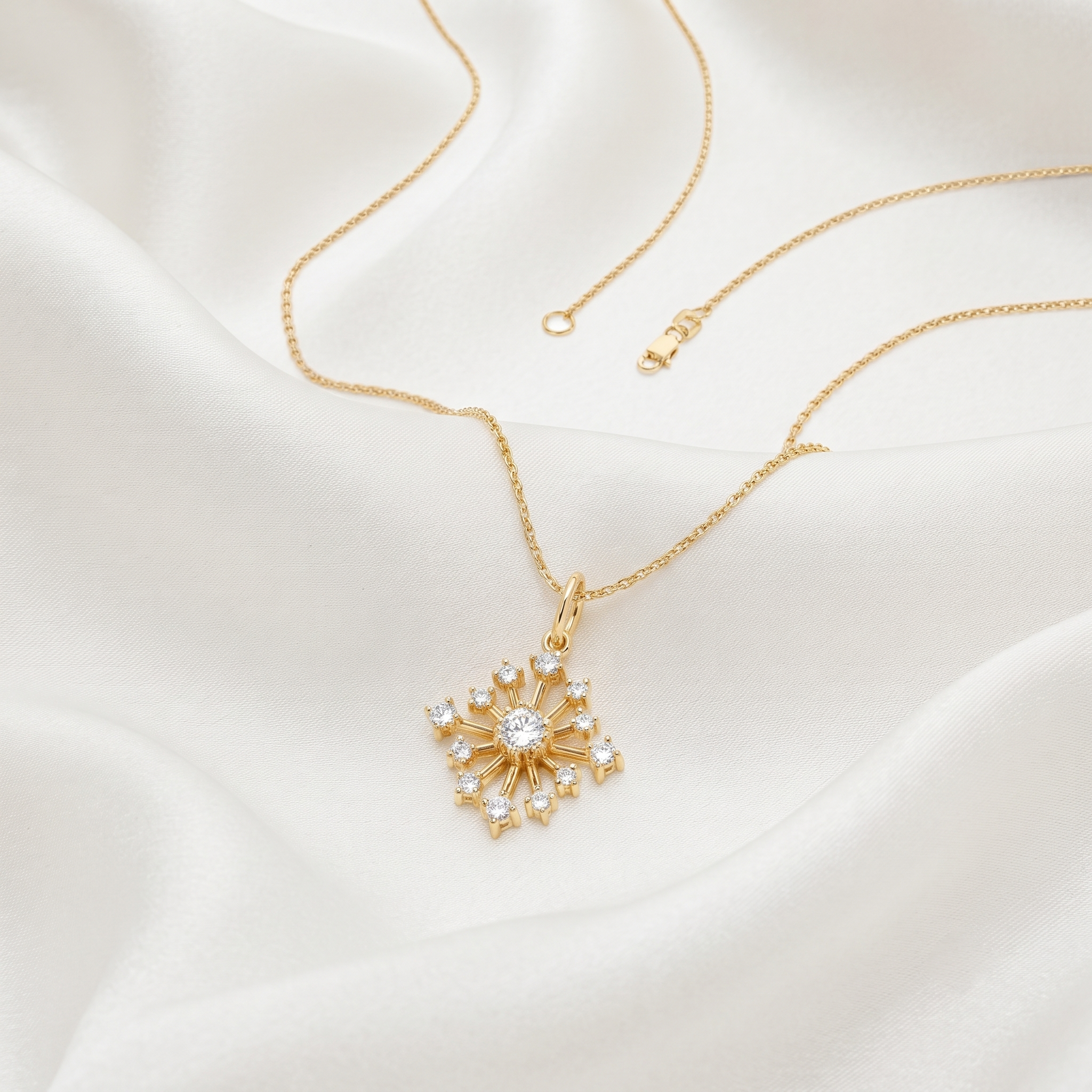 Radiant Snowflake Diamond Pendant
