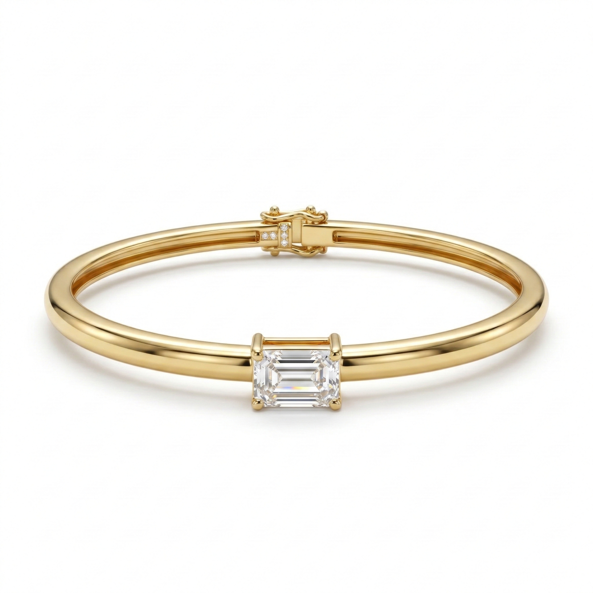 Emerald Cut Diamond Bangle Bracelet